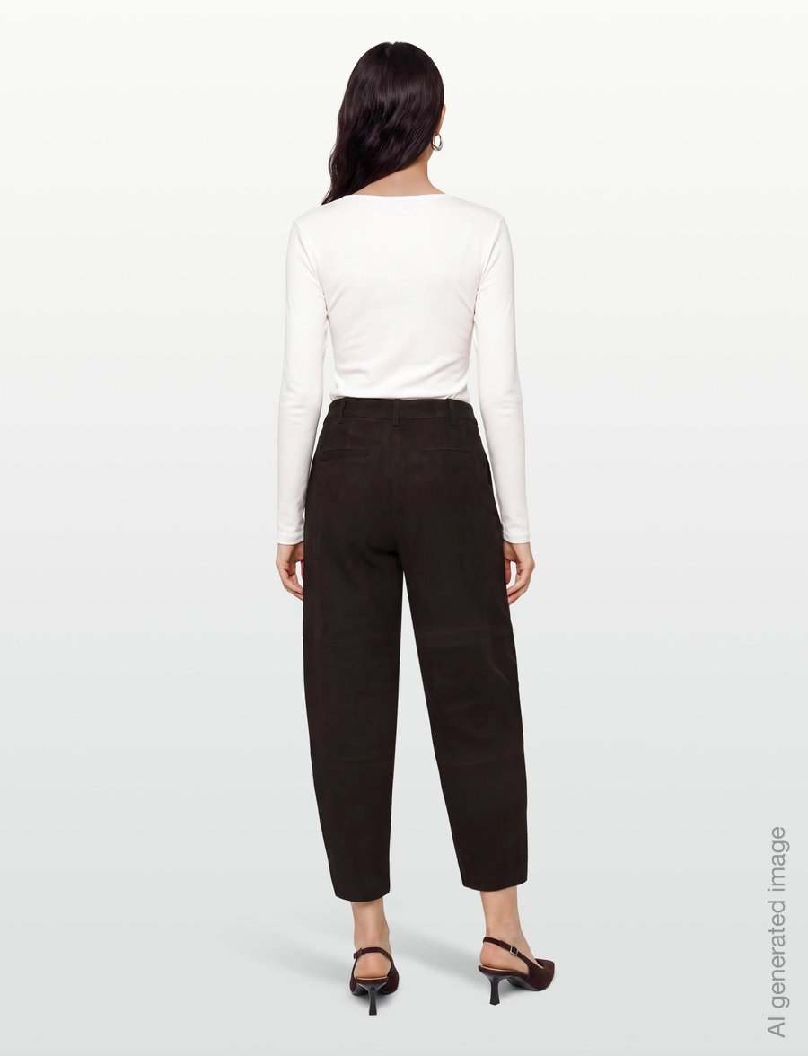 Bruuns Bazaar - SuedaBBBarel suede pants - hosen mit geradem bein - dark brown - 4