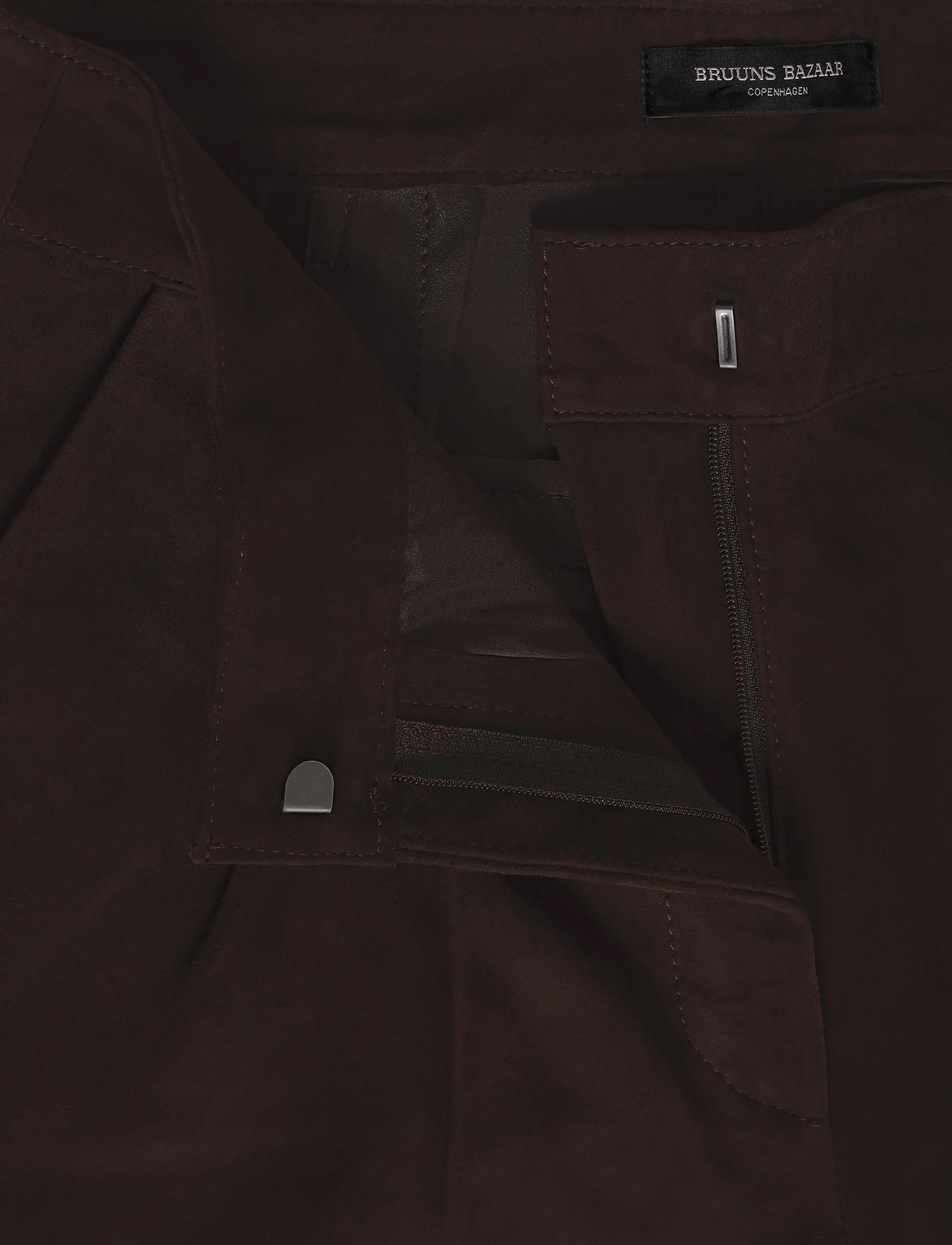 Bruuns Bazaar - SuedaBBBarel suede pants - barrel trousers - dark brown - 3