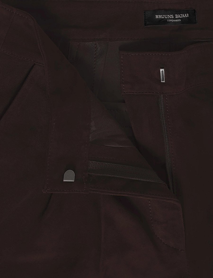 Bruuns Bazaar - SuedaBBBarel suede pants - hosen mit geradem bein - dark brown - 3
