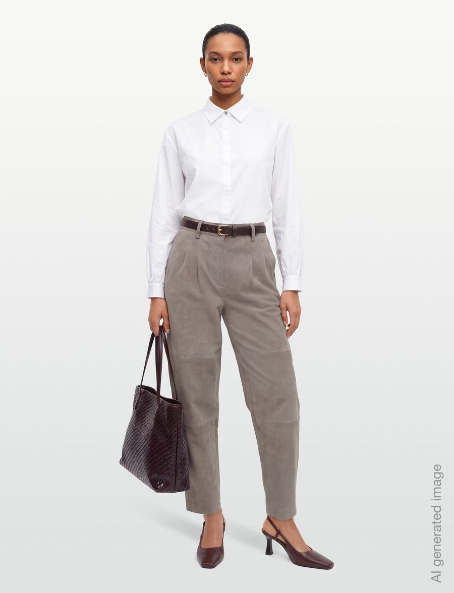 Bruuns Bazaar - SuedaBBBarel suede pants - barrel trousers - taupe grey - 0