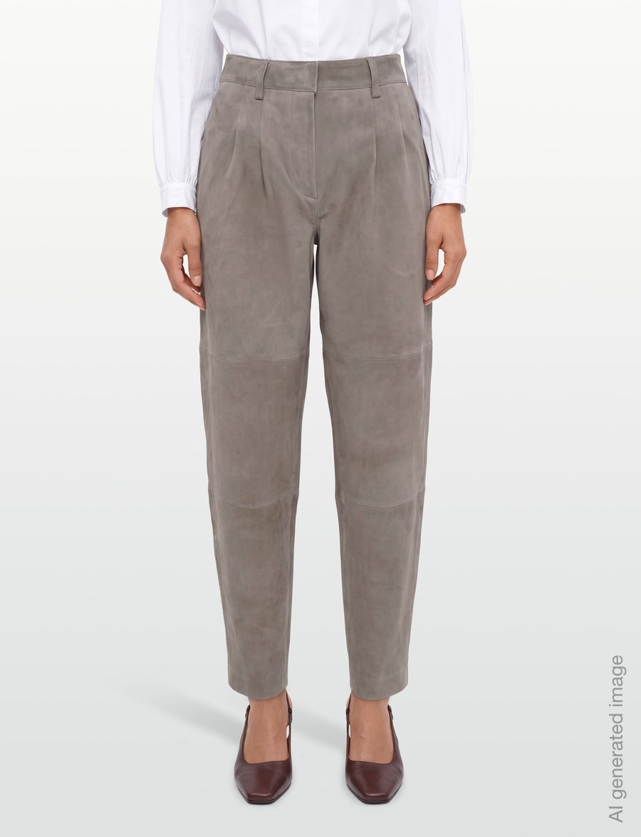 Bruuns Bazaar - SuedaBBBarel suede pants - barrel trousers - taupe grey - 3