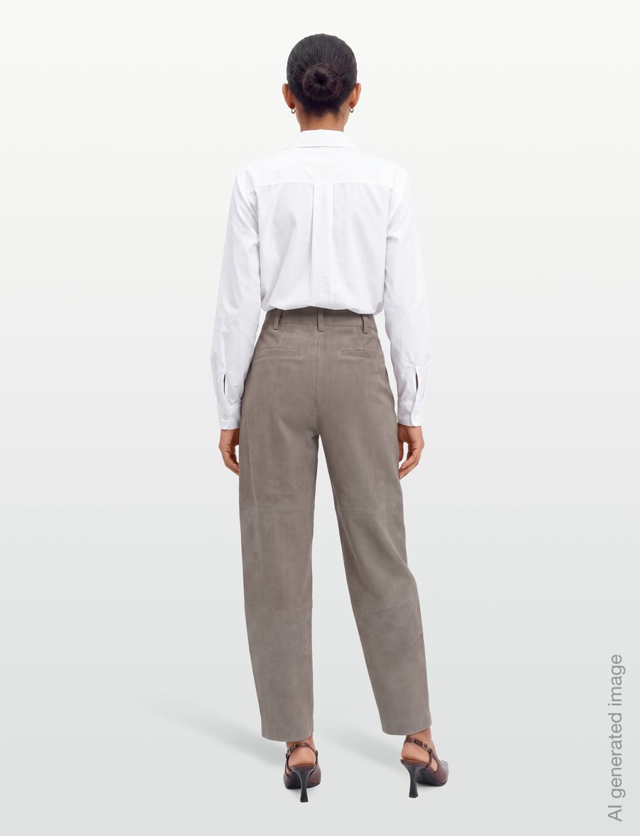 Bruuns Bazaar - SuedaBBBarel suede pants - barrel trousers - taupe grey - 4