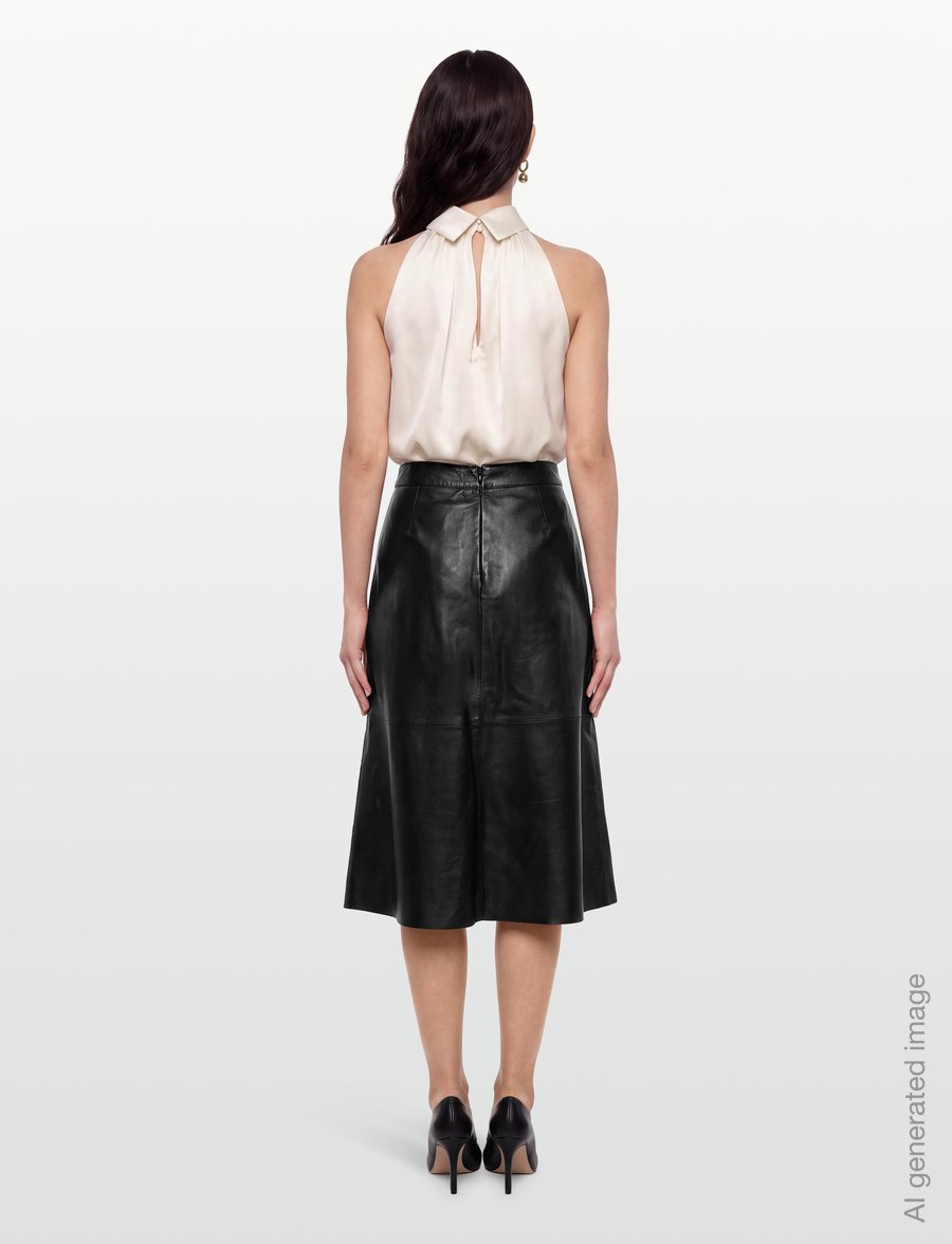 Bruuns Bazaar - SoftiBBIreni leather skirt - leather skirts - black - 4