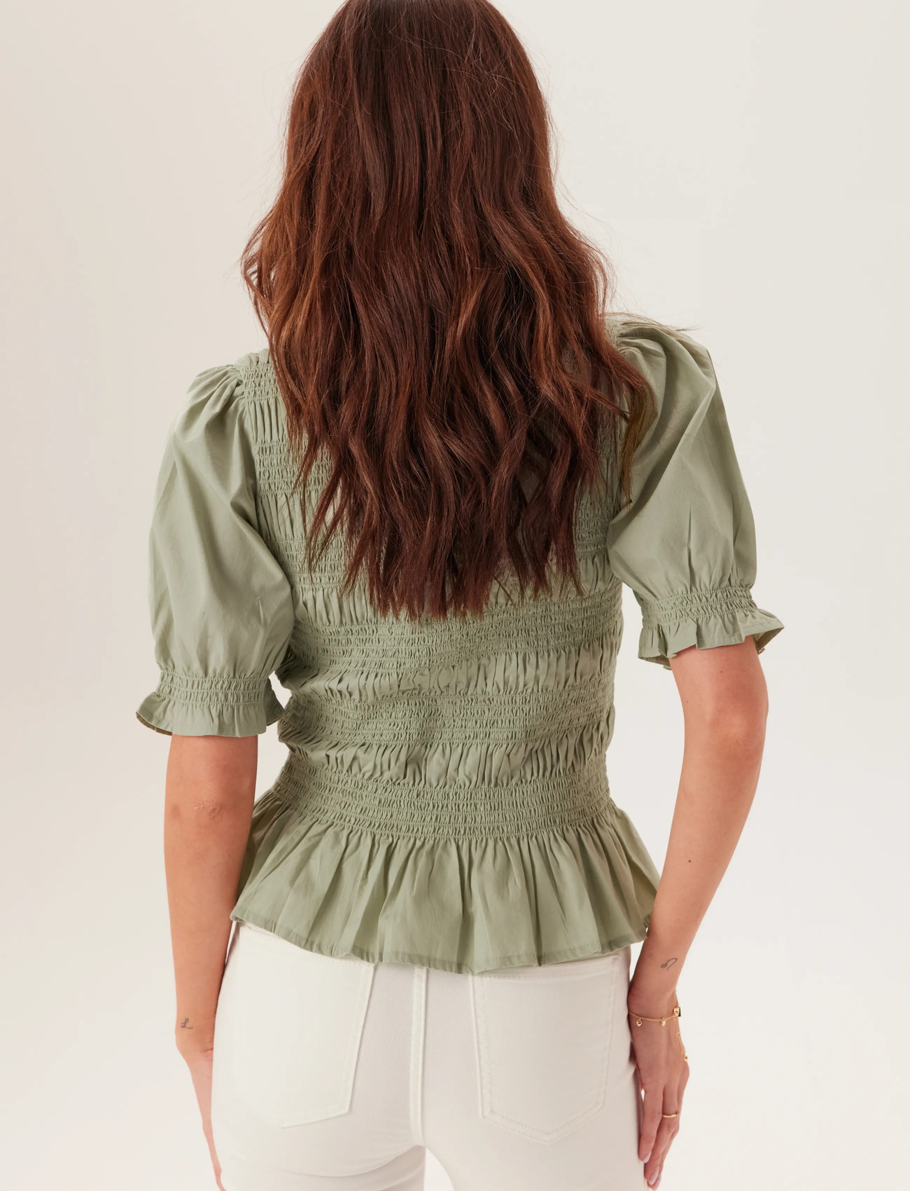 BUBBLEROOM Short Sleeve Cotton Smock Blouse blusar dam – bild 7