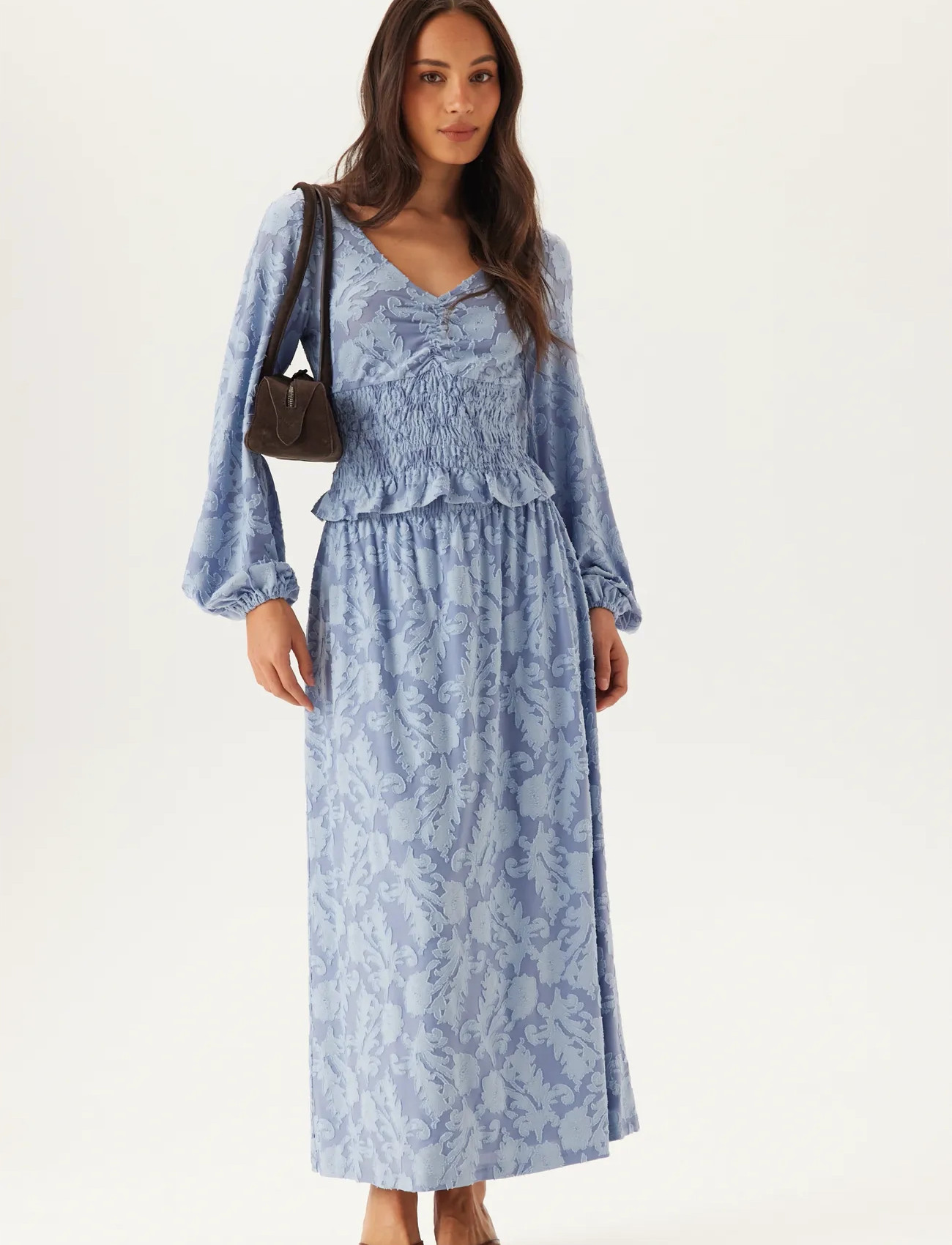 Bubbleroom Structure Floral Maxi Skirt - Blue - XS