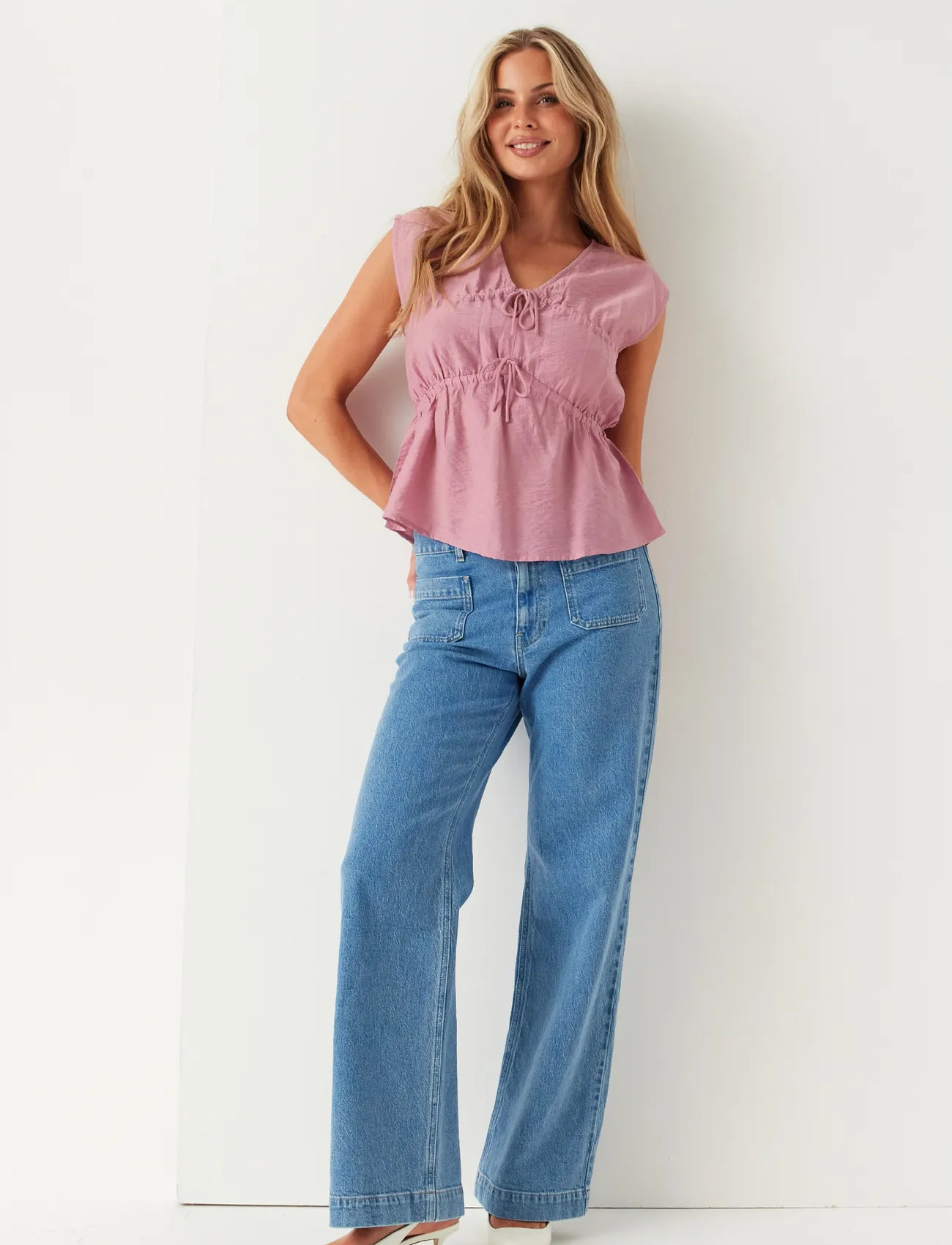 BUBBLEROOM Viscose Tie Detail Blouse blusar dam – bild 9