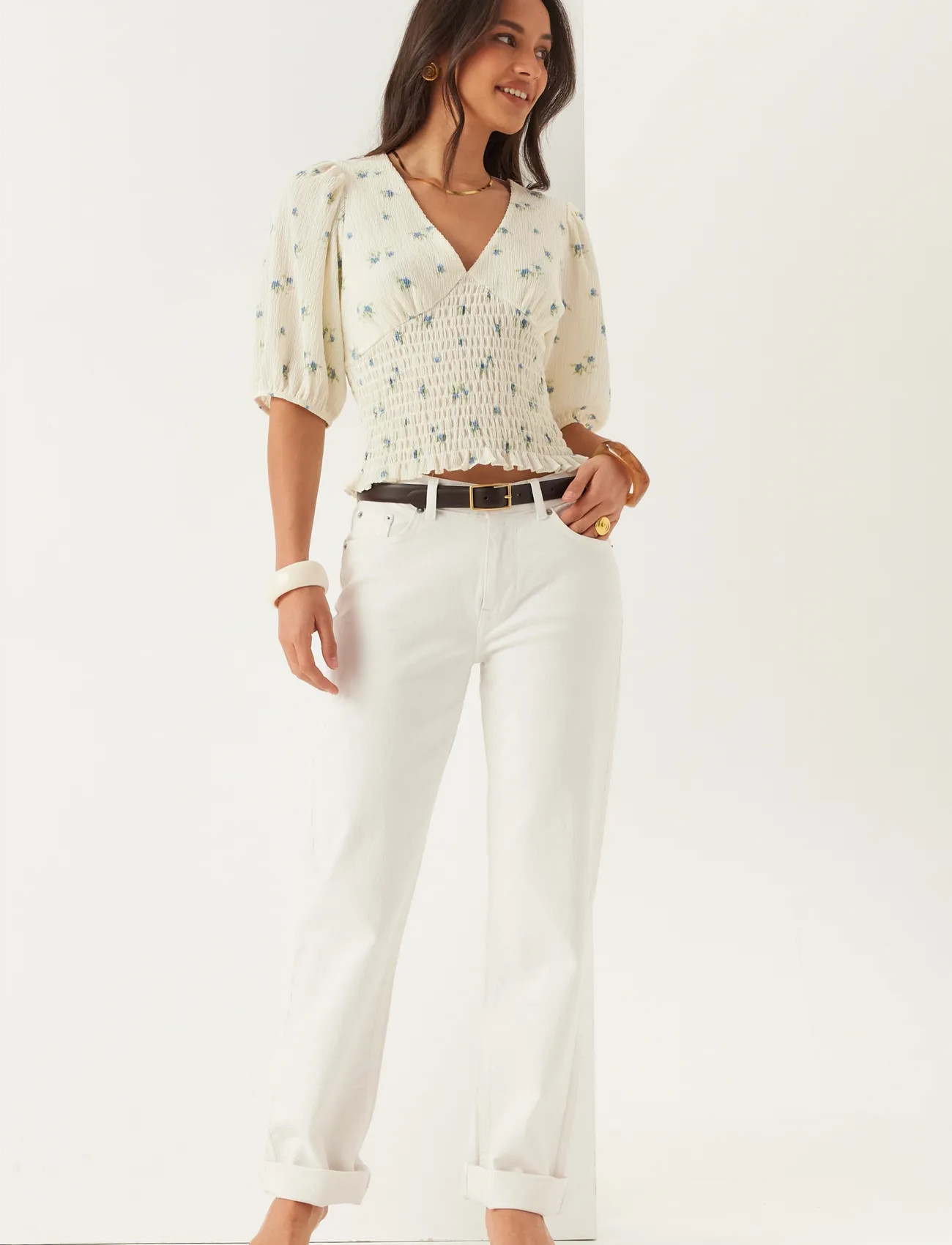 BUBBLEROOM V-neck Smock Top blusar dam – bild 8