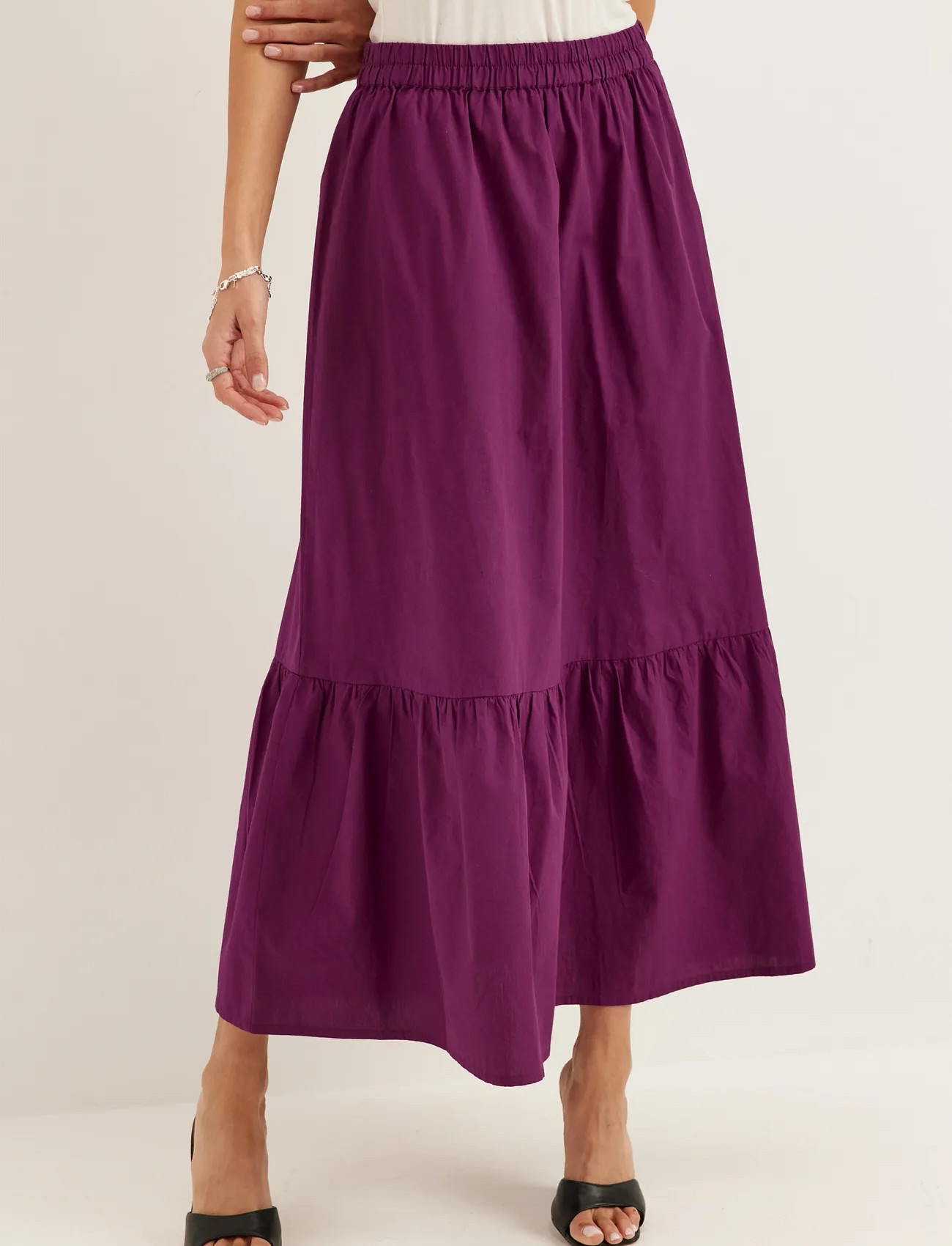 BUBBLEROOM Flounce Detail Cotton Skirt maxikjolar dam – bild 10