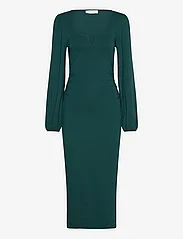 Bubbleroom - Rudina puff sleeve midi dress - odzież imprezowa w cenach outletowych - dark green - 0