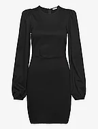 Idalina Puff Sleeve Dress - BLACK