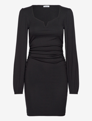 Rudina Puff Sleeve Short Dress - BLACK