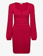 Rudina Puff Sleeve Short Dress - RED