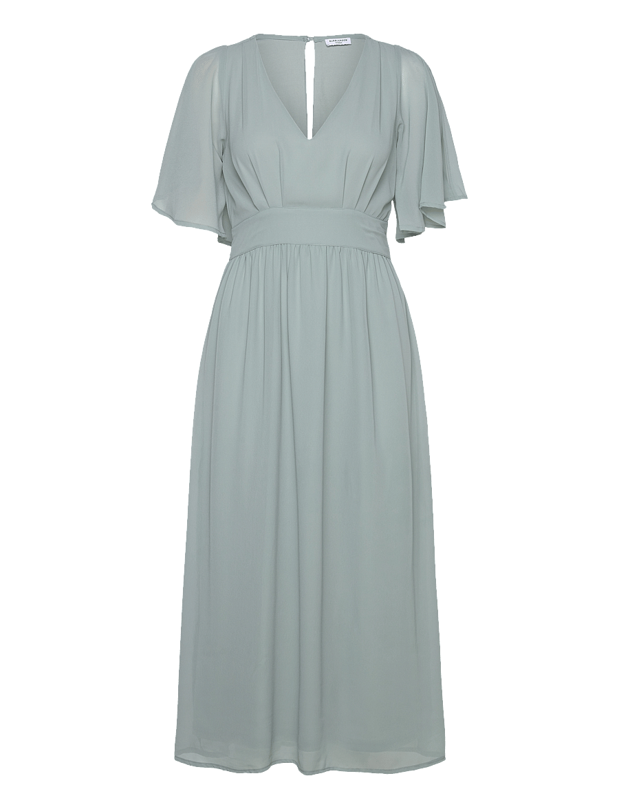 Bubbleroom - Butterfly Sleeve Midi Dress - dusty green - 0