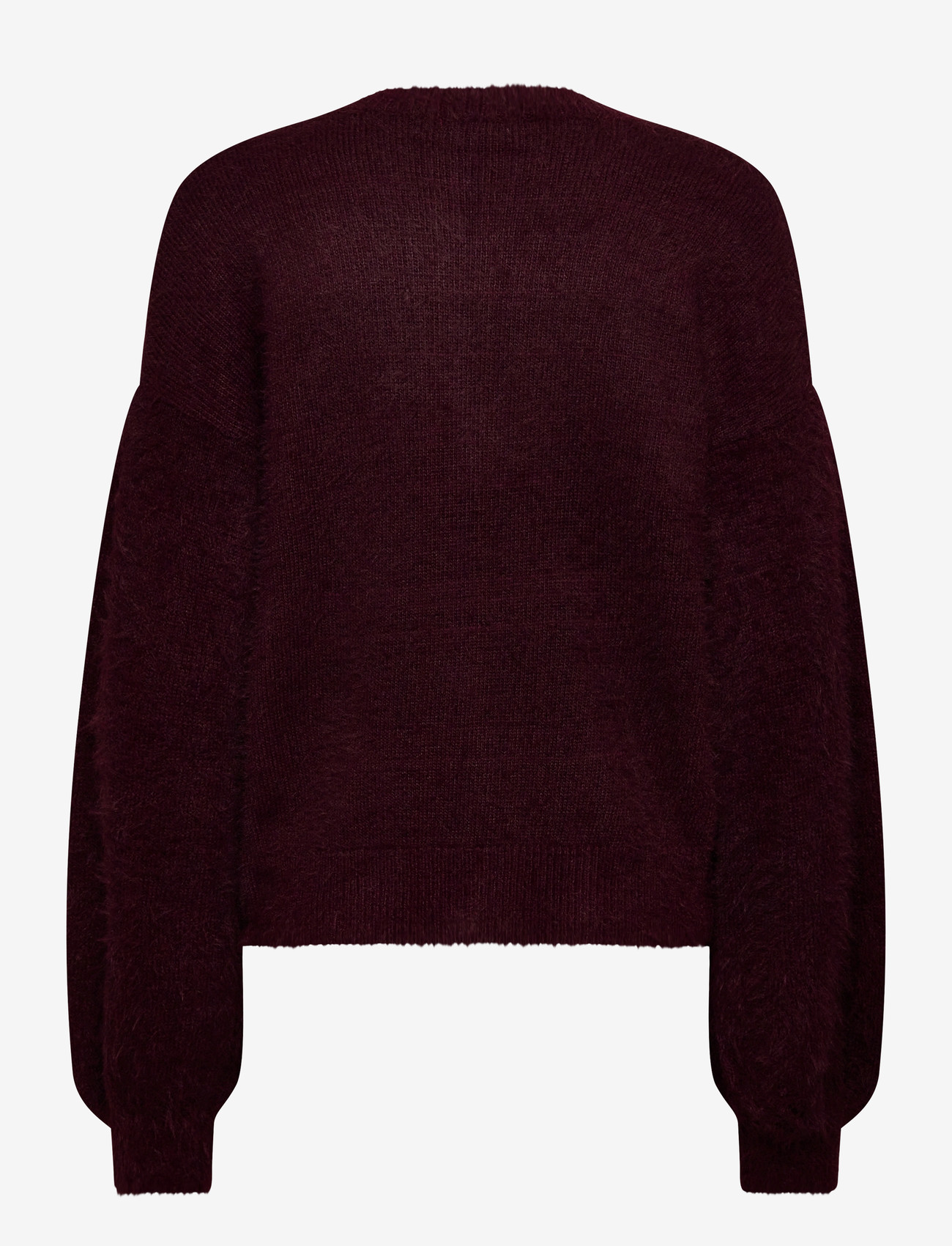 Bubbleroom - Fluffy Knitted Pearl Cardigan - koftor - burgundy - 2