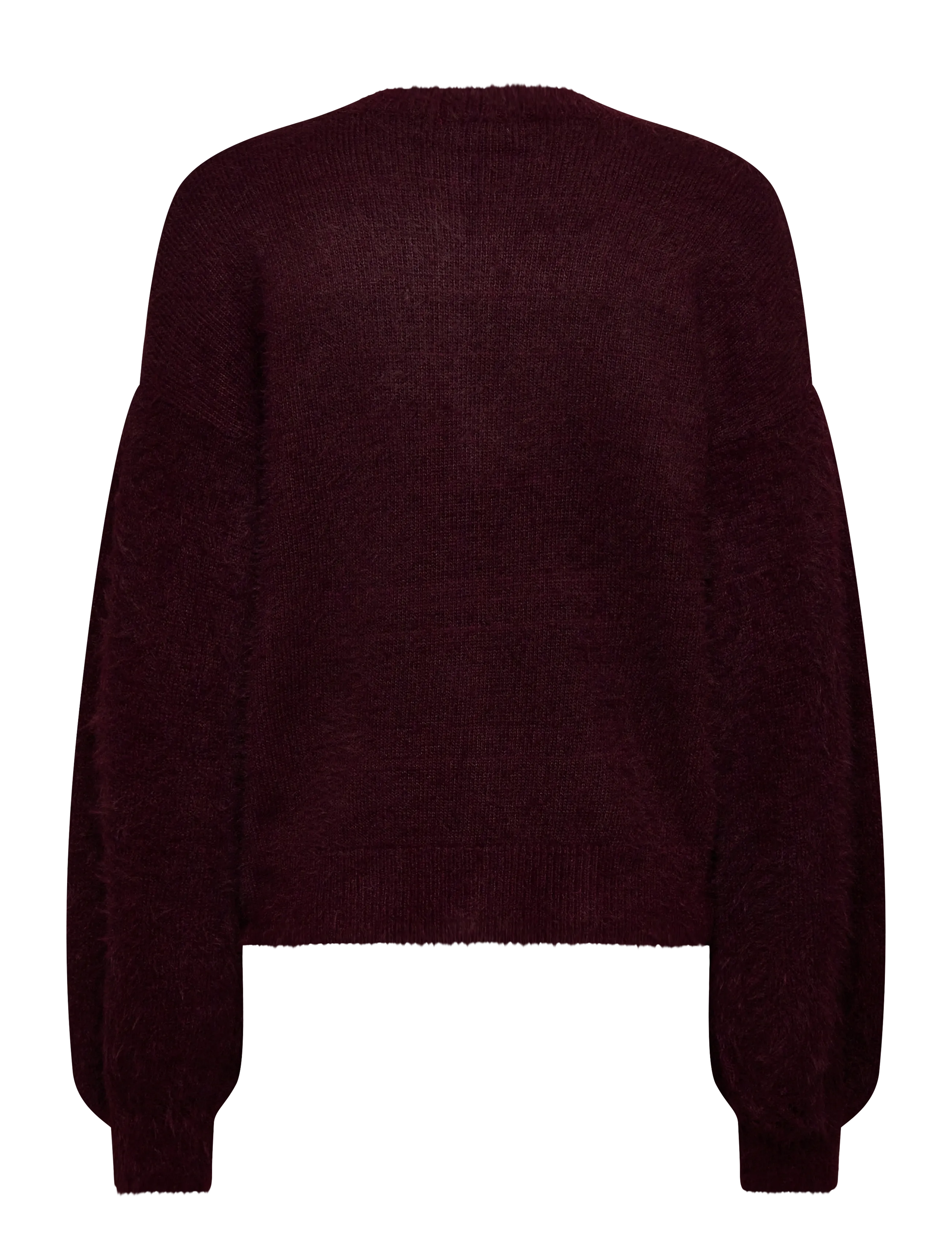 Bubbleroom - Fluffy Knitted Pearl Cardigan - erityistilaisuudet - burgundy - 2
