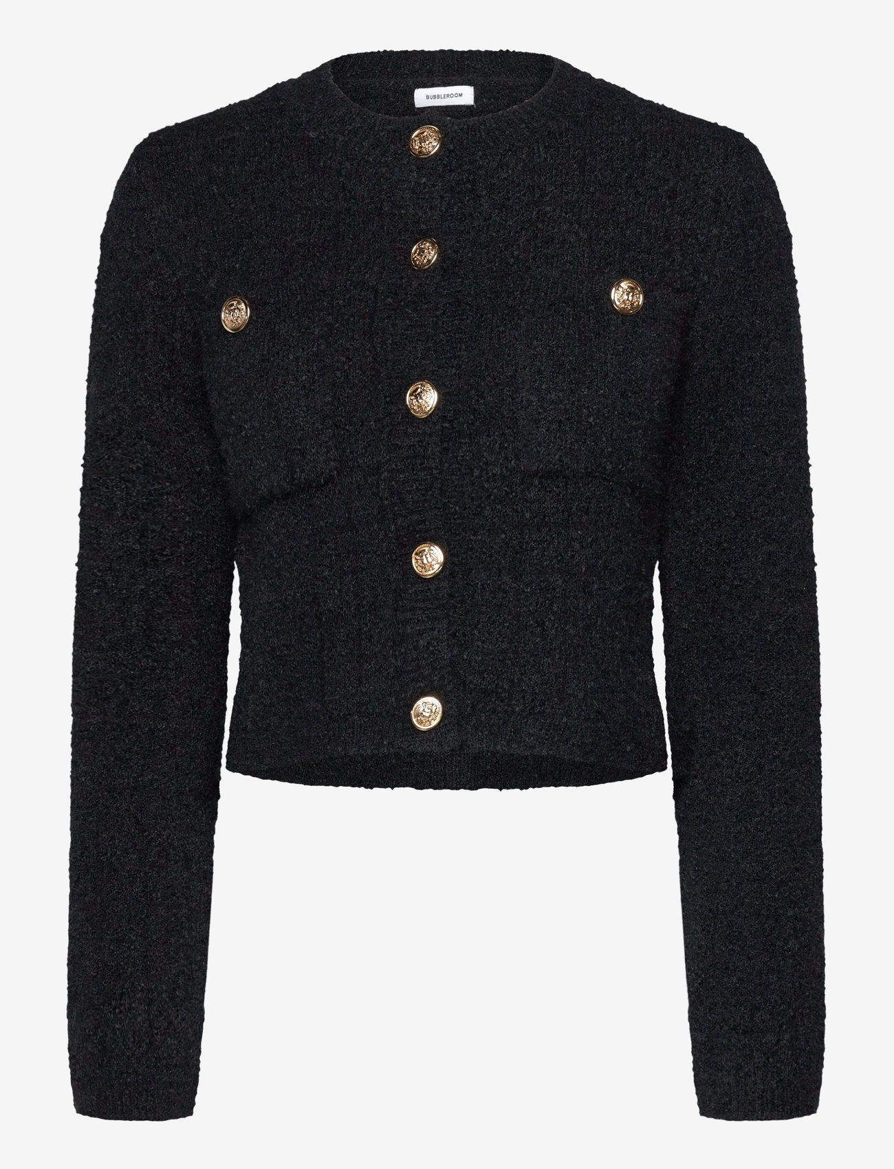 Bubbleroom - Button Knitted Jacket - kotiriie - black - 0