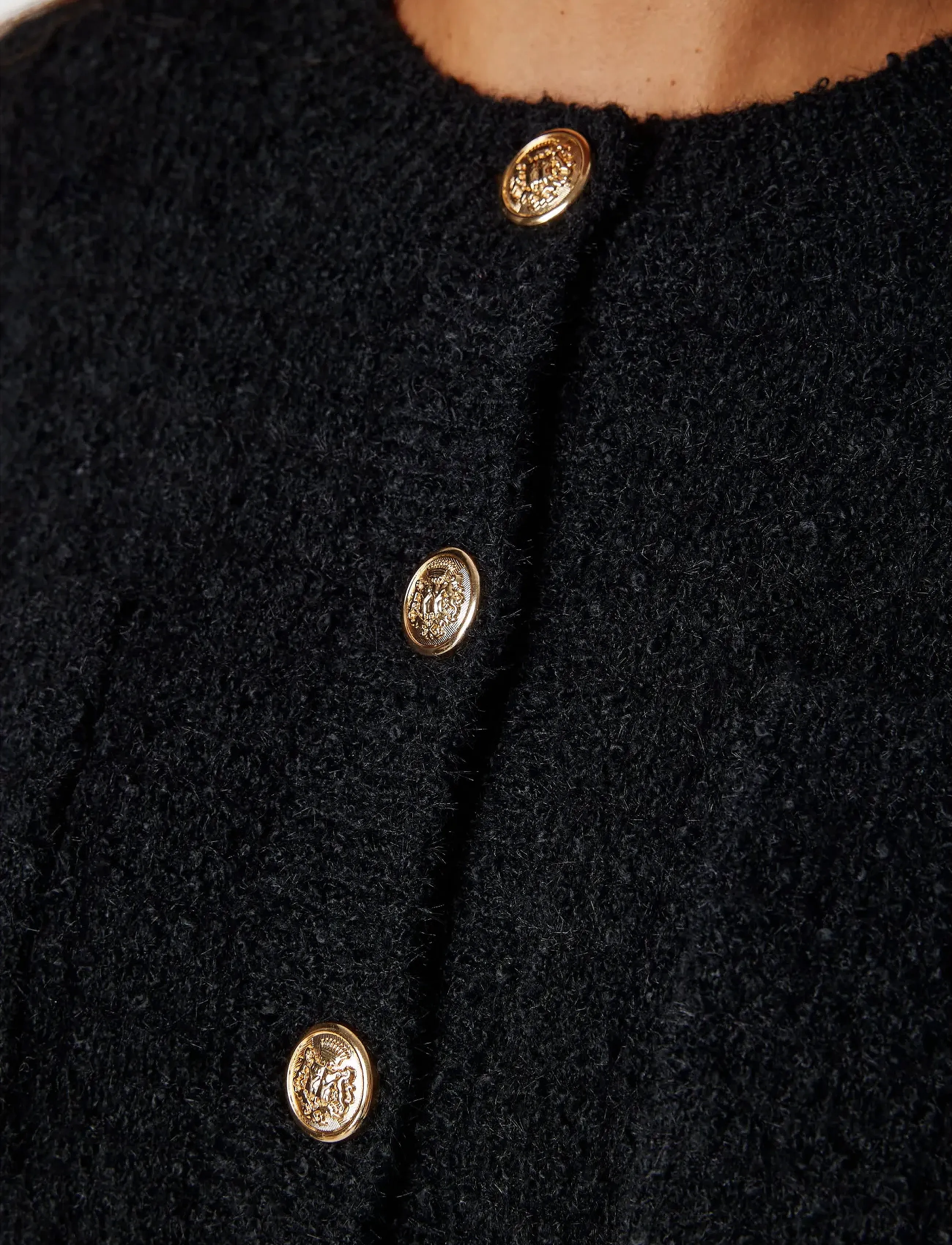 Bubbleroom - Button Knitted Jacket - black - 5