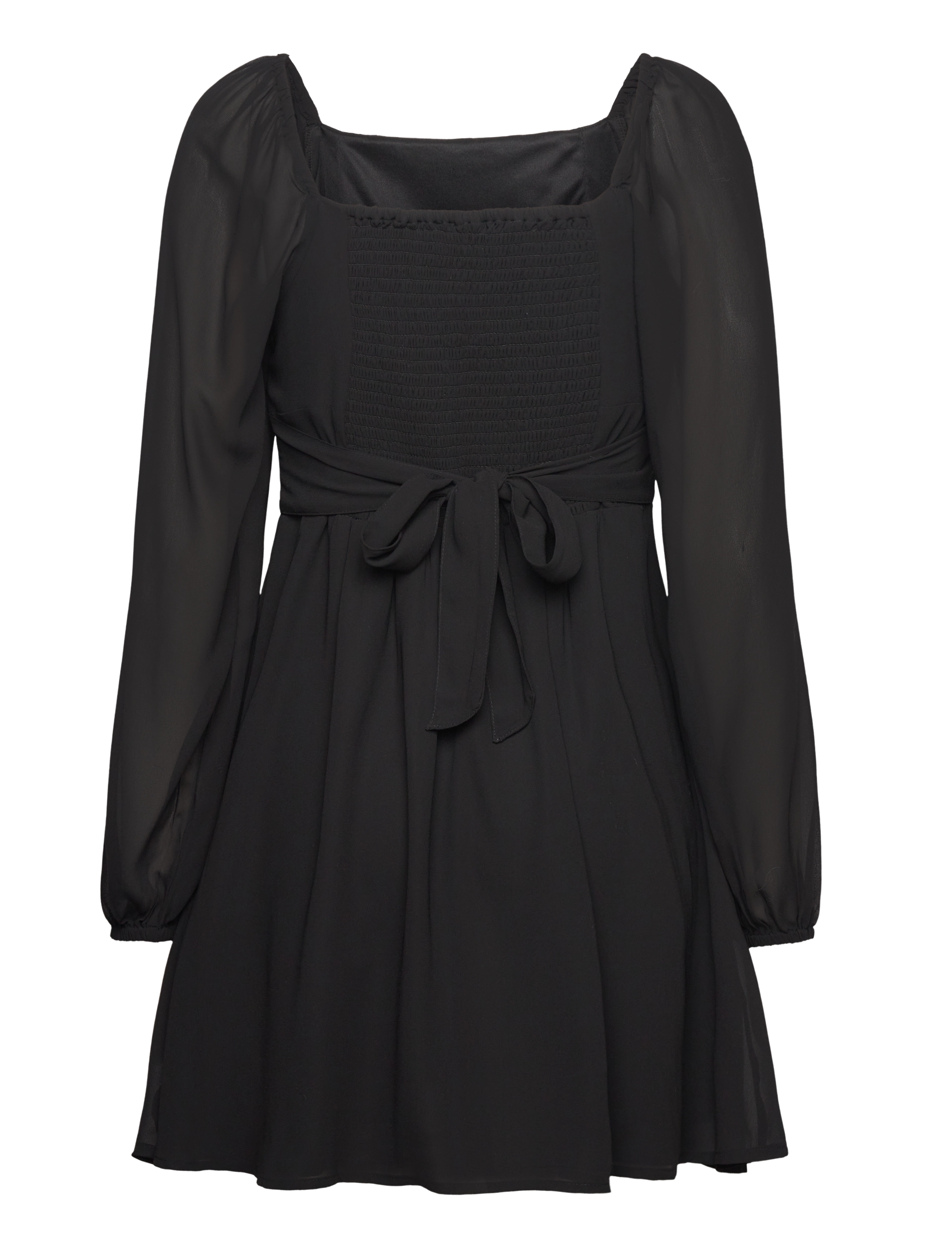 Bubbleroom - Square Neck L/S Georgette Dress - black - 2