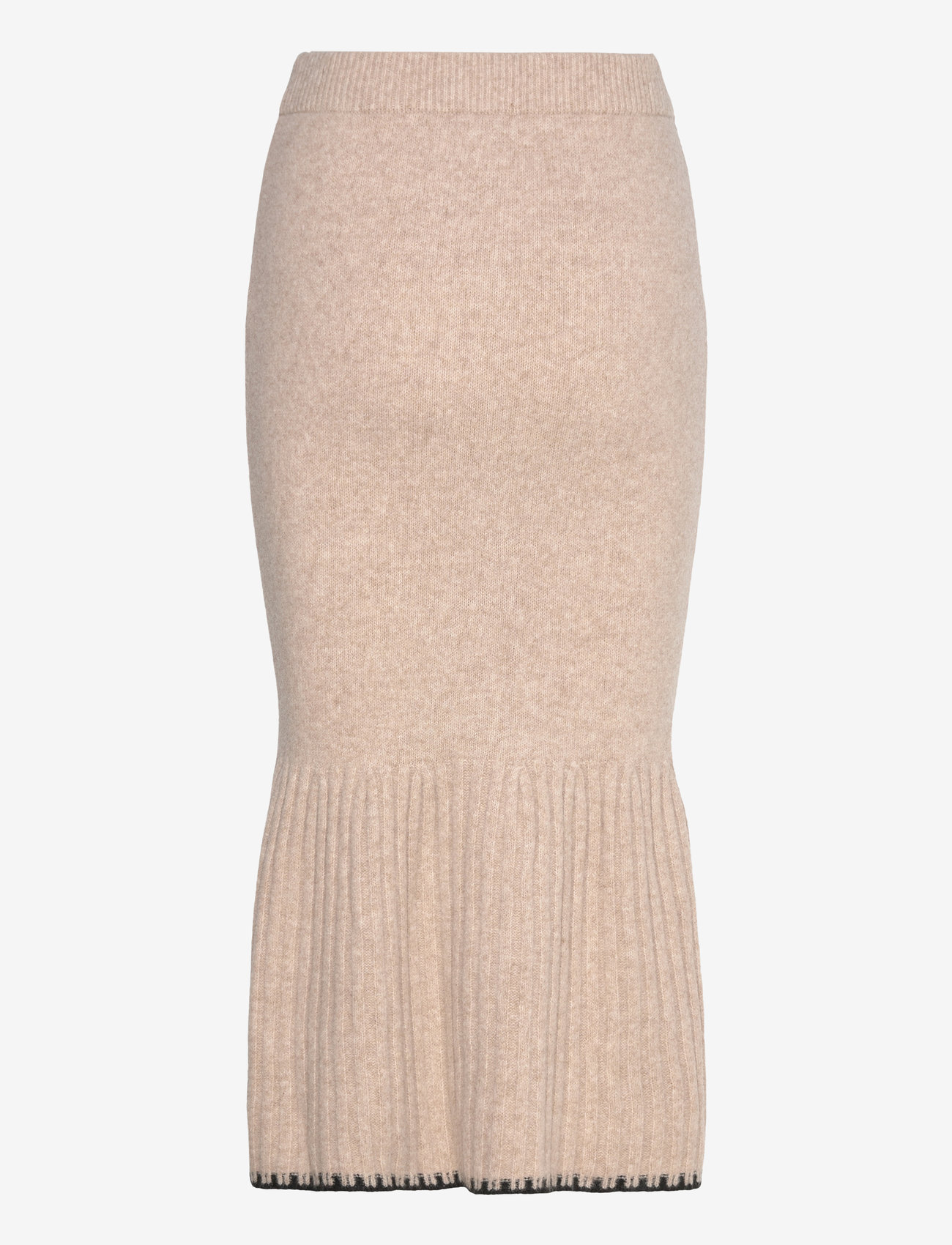 Bubbleroom - Contrast Edge Knitted Skirt - strikkede nederdele - beige melange - 1