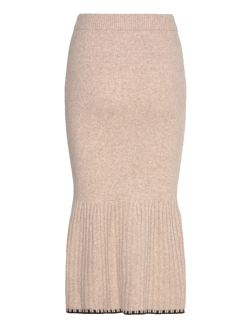 Bubbleroom - Contrast Edge Knitted Skirt - strikkede nederdele - beige melange - 1