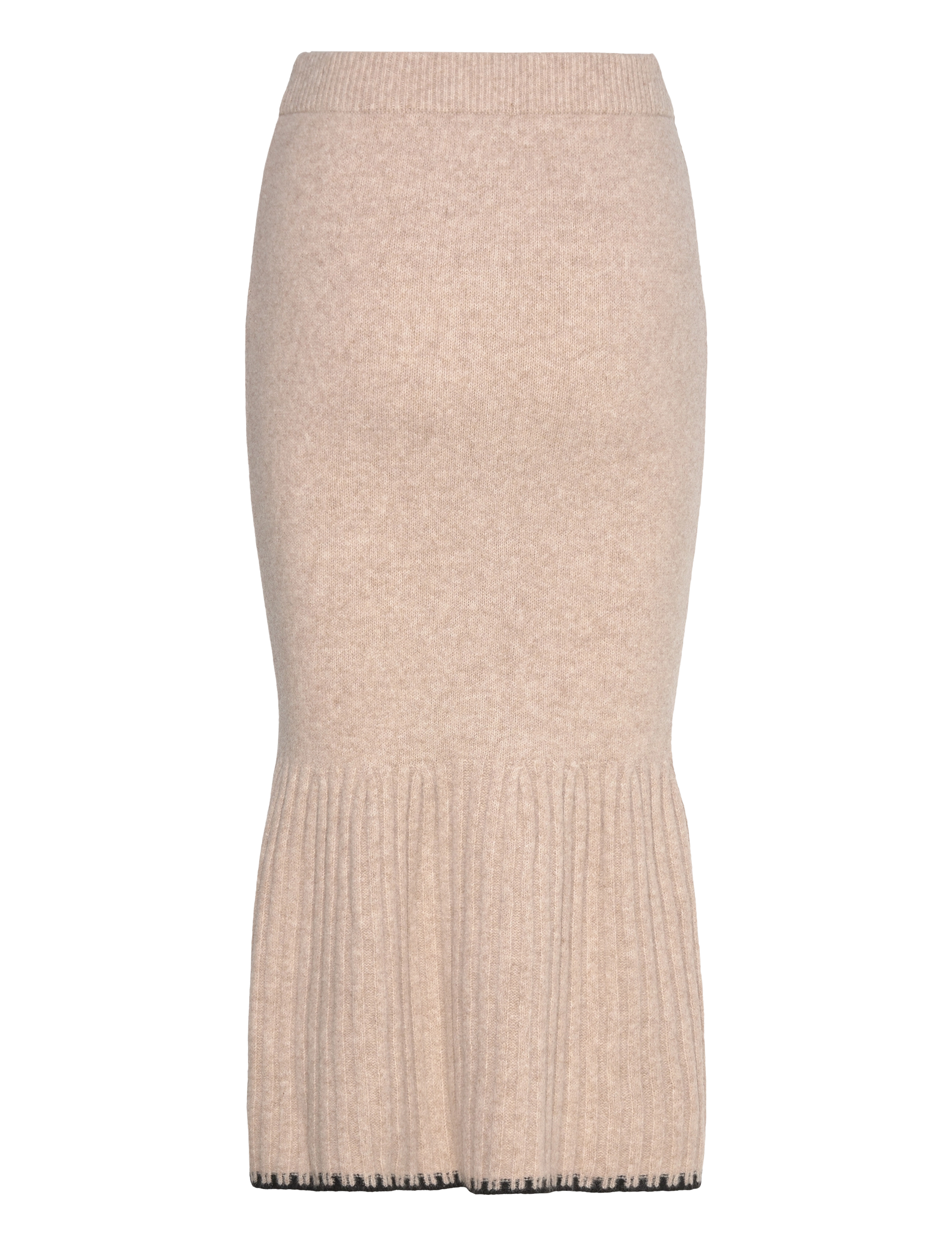 Bubbleroom - Contrast Edge Knitted Skirt - strikkede nederdele - beige melange - 1