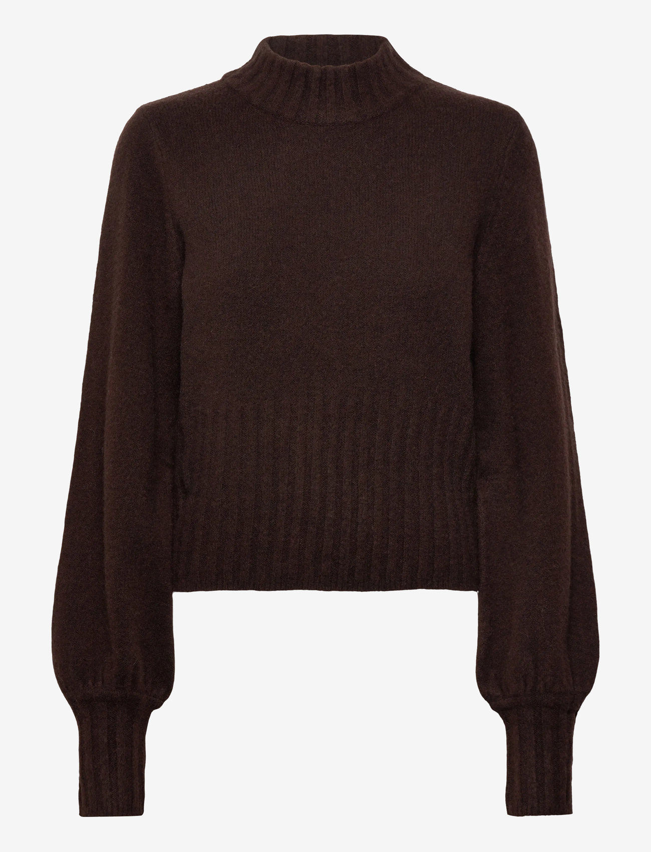 Bubbleroom - Volume Sleeve Knitted Sweater - herbstliche kleidung - brown - 0