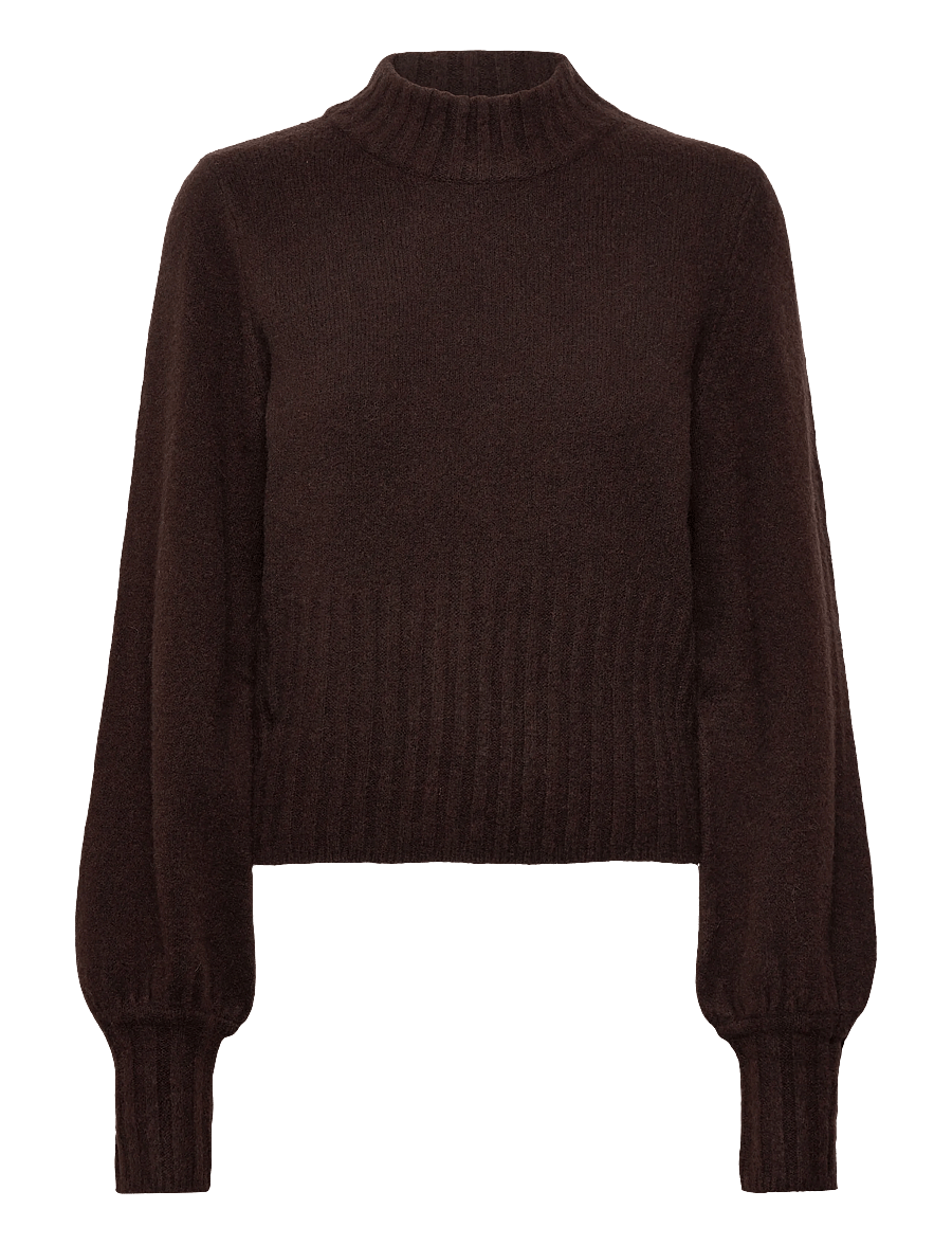 Bubbleroom - Volume Sleeve Knitted Sweater - brown - 1