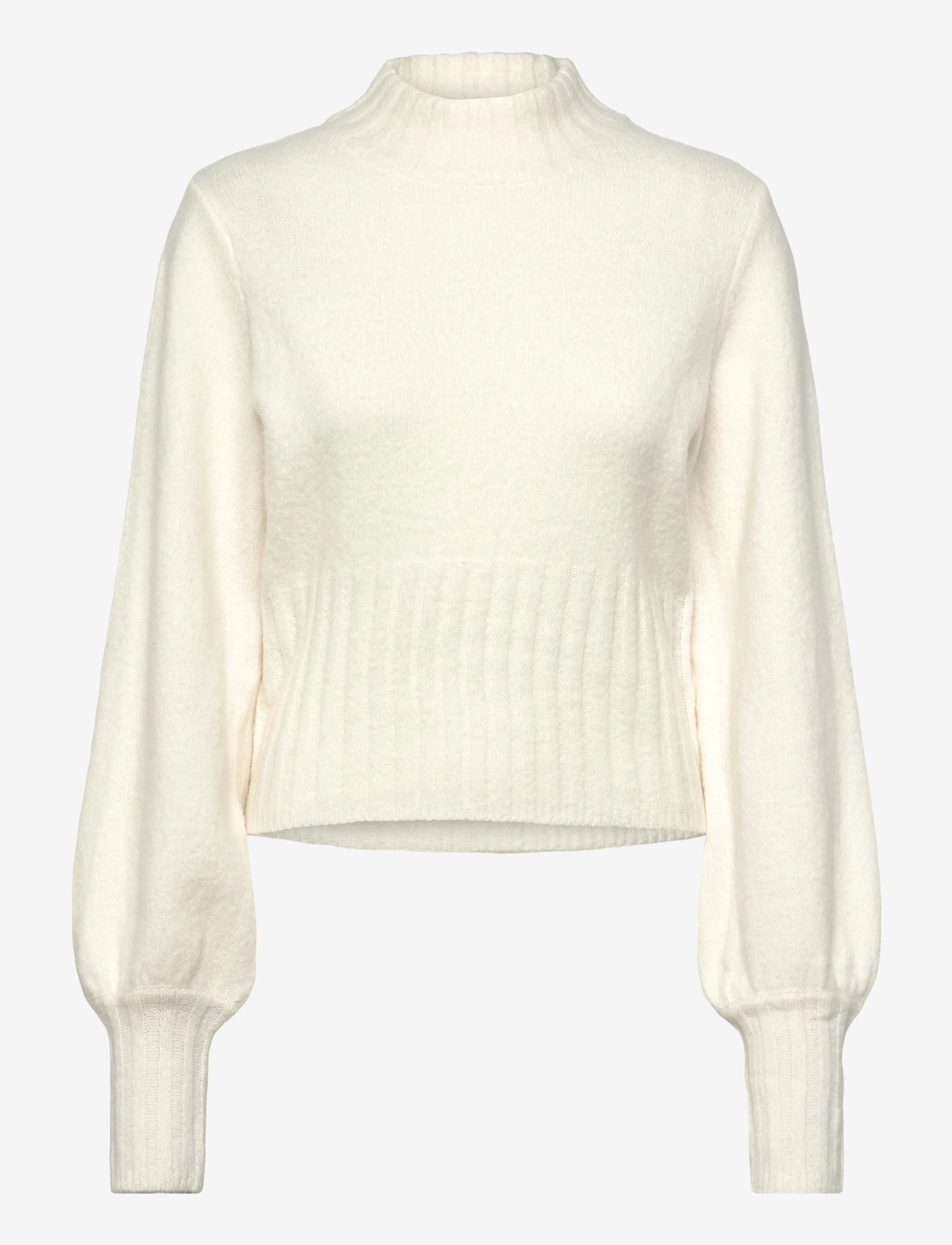 Bubbleroom - Volume Sleeve Knitted Sweater - striktrøjer - offwhite - 1