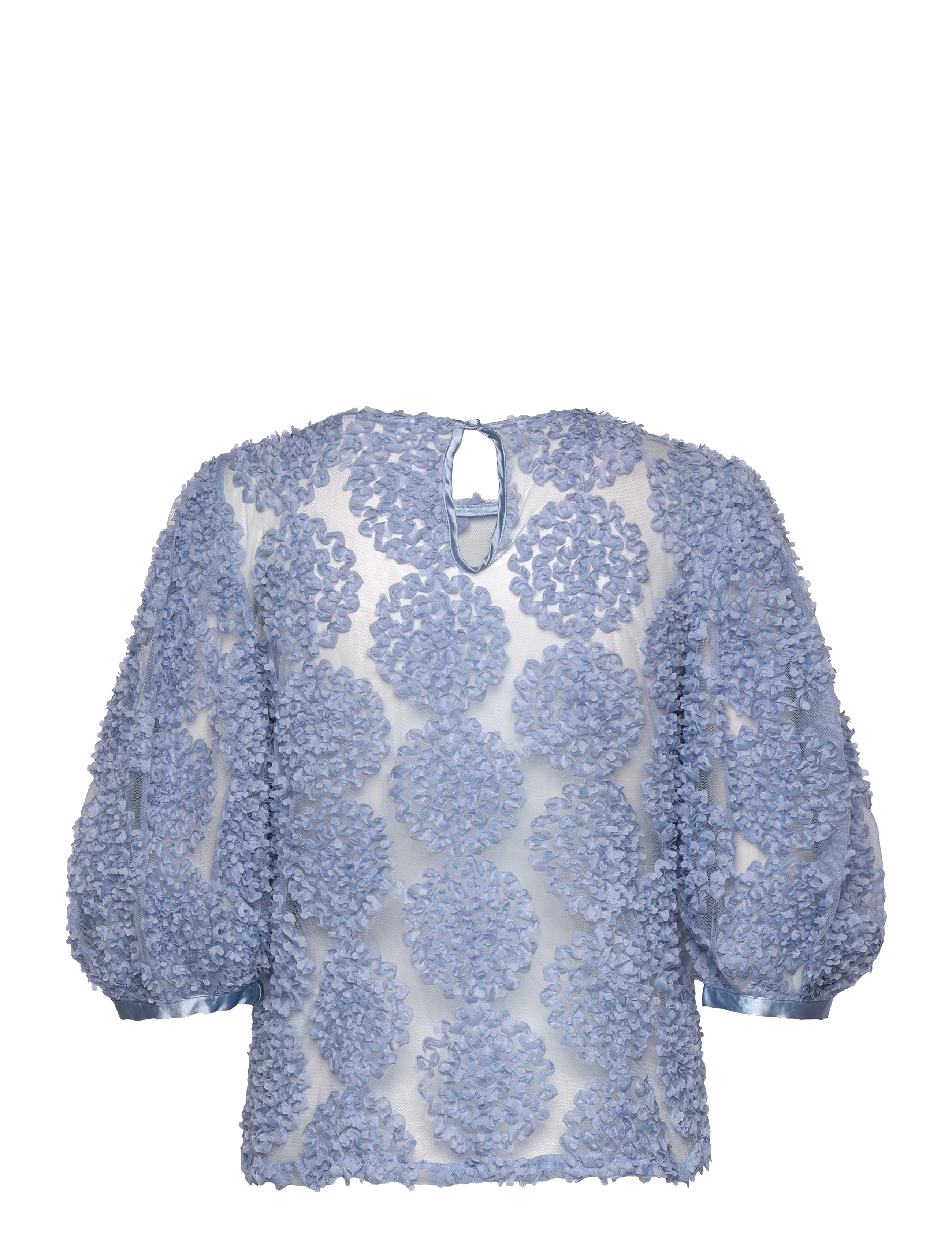 Bubbleroom - Nadja 3D Flower Puff Sleeve Blouse - light blue - 1