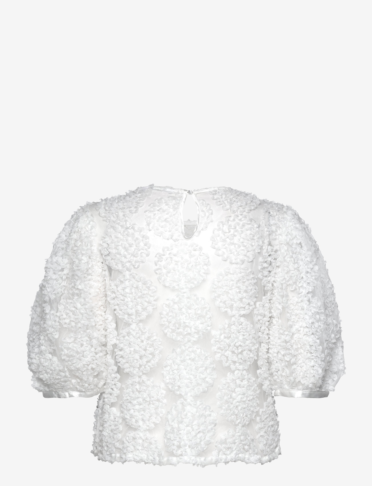 Bubbleroom - Nadja 3D Flower Puff Sleeve Blouse - kurzämlige blusen - offwhite - 1