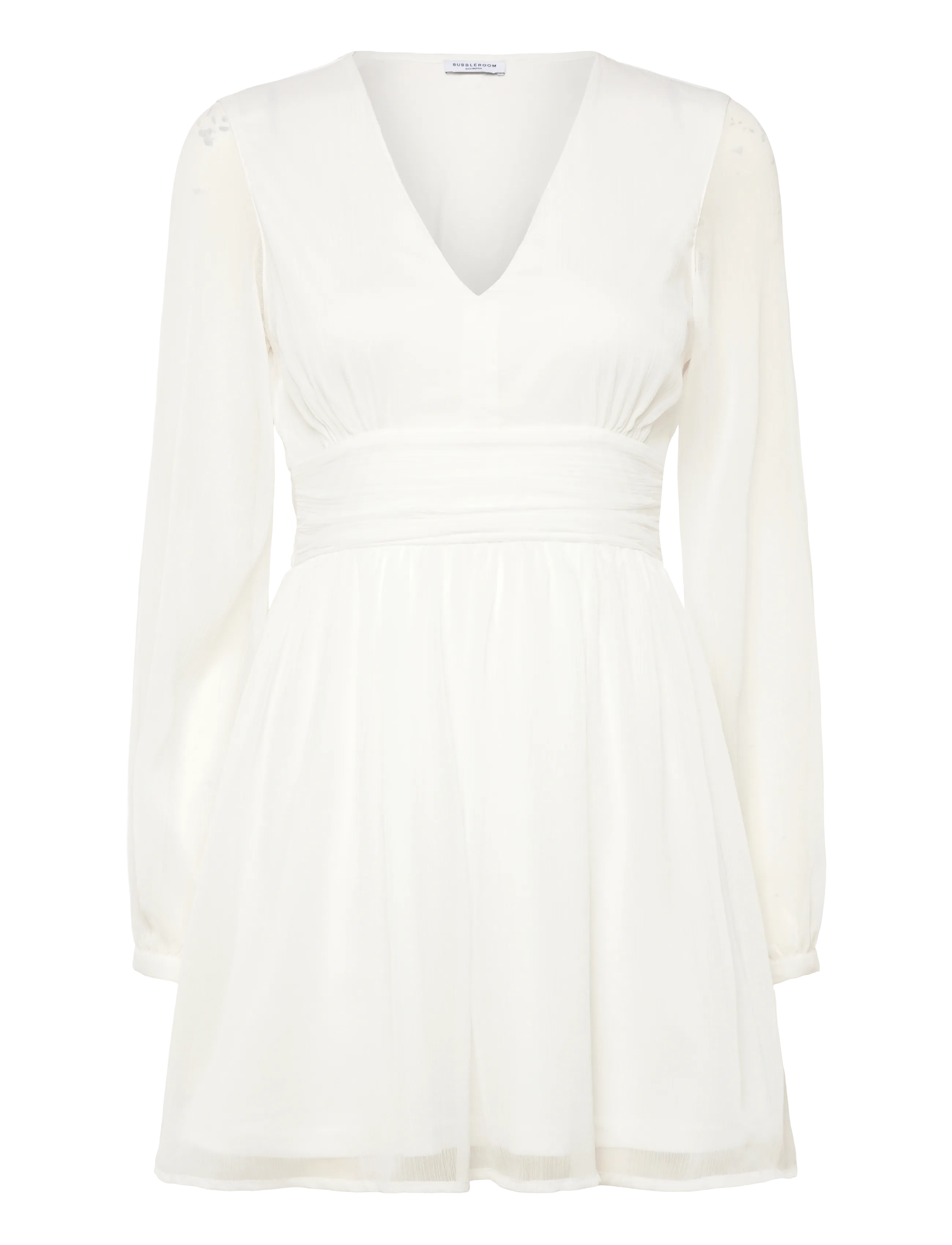 BUBBLEROOM Tie Back L/S Chiffon Kleid Weiß - 42 - Damen