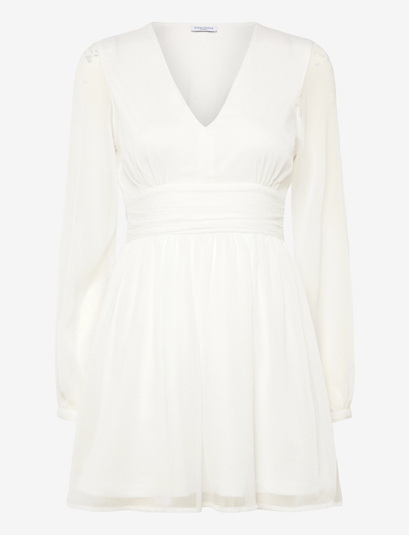 Bubbleroom - Tie Back L/S Chiffon Dress - konfirmation - white - 1