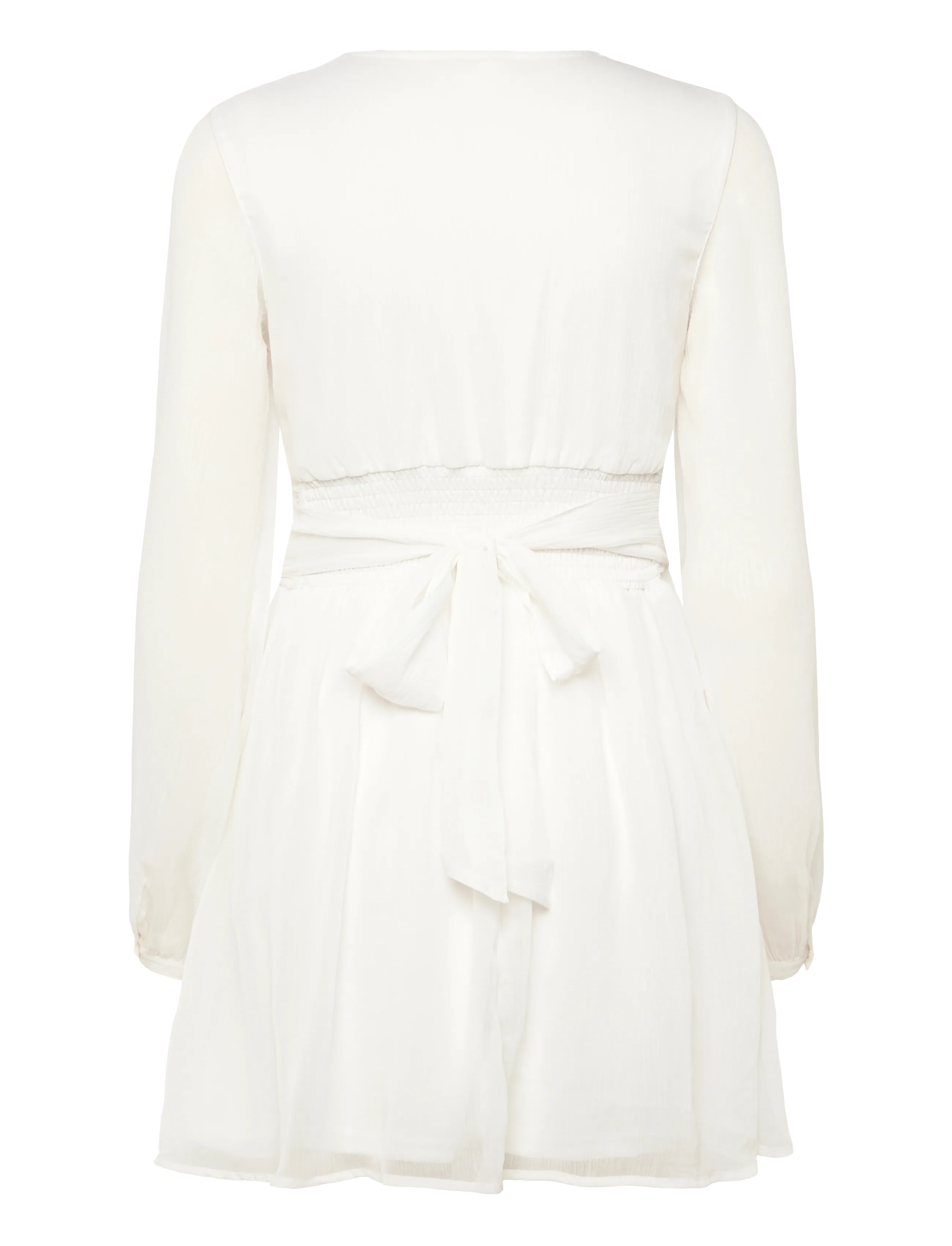 Bubbleroom - Tie Back L/S Chiffon Dress - konfirmation - white - 2