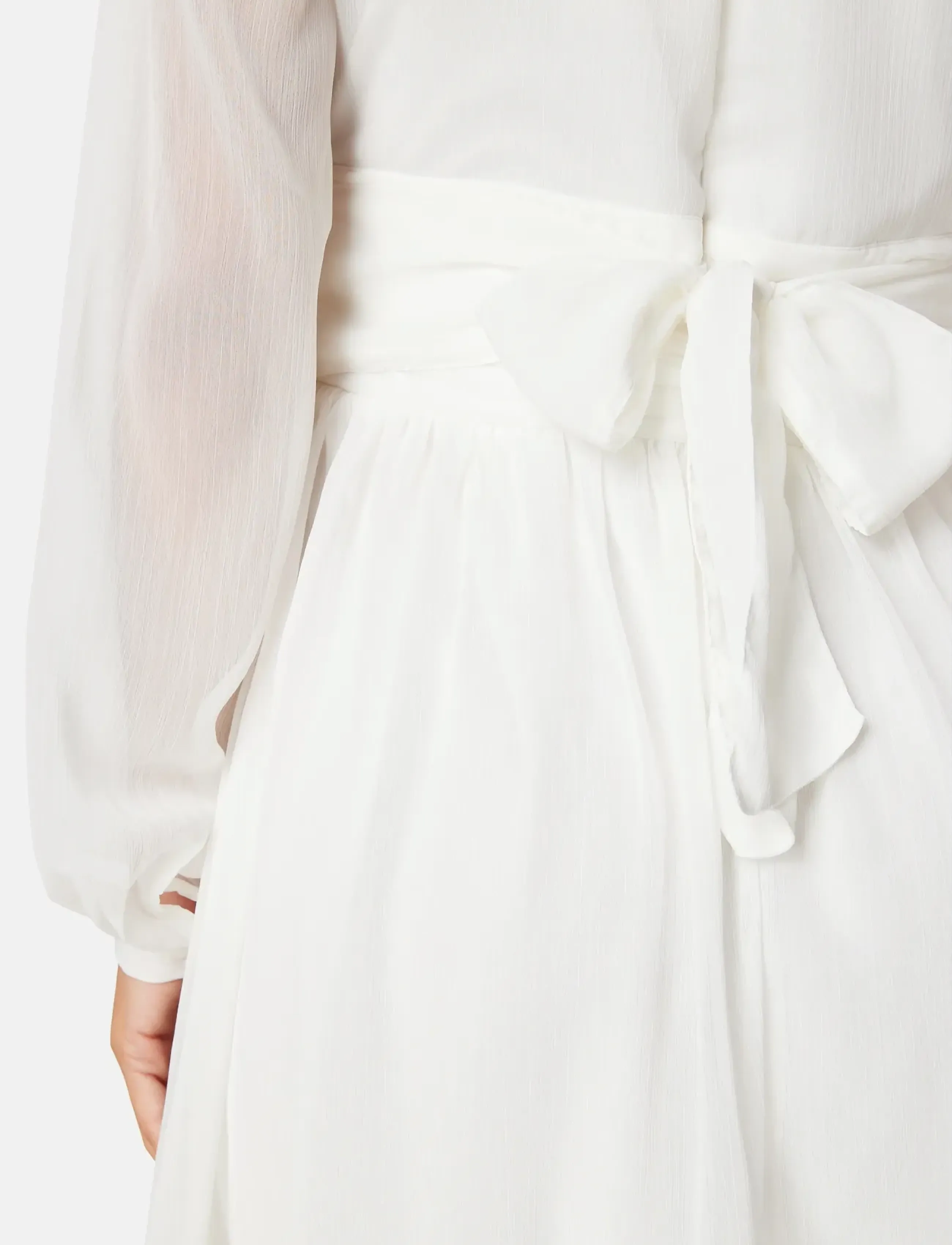 Bubbleroom - Tie Back L/S Chiffon Dress - konfirmation - white - 5