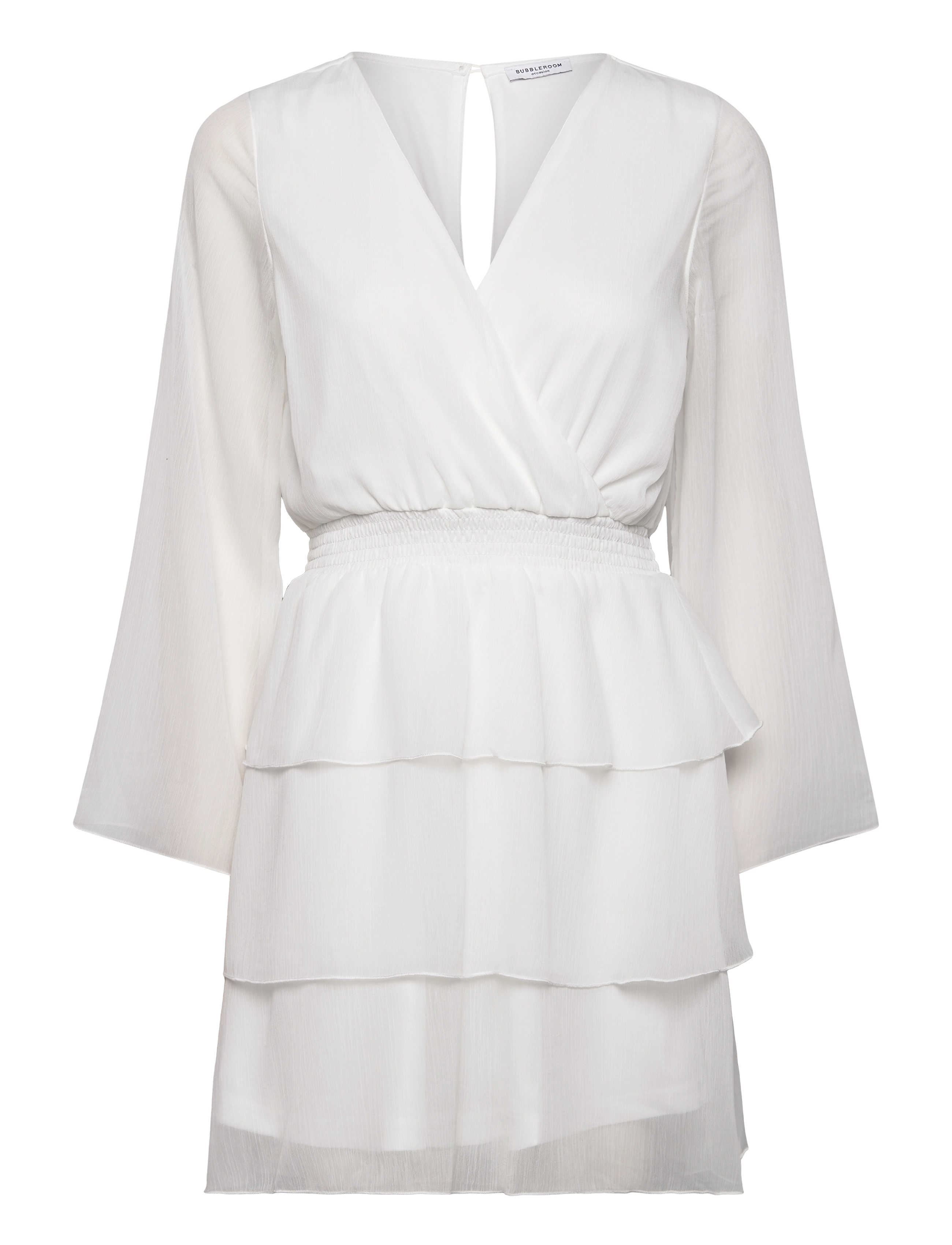 BUBBLEROOM Frill L/S Chiffon Kleid Weiß - 38 - Damen