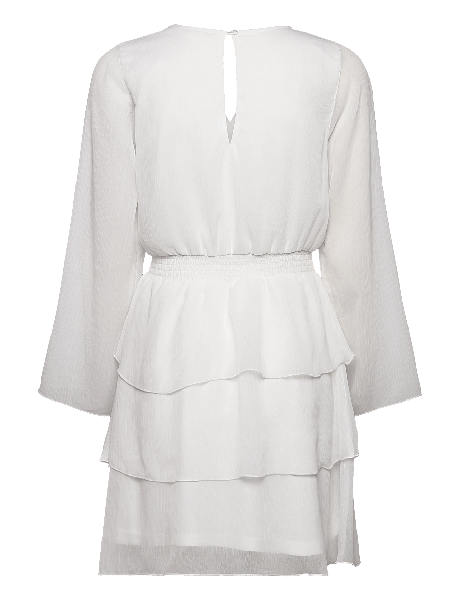 Bubbleroom - Frill L/S Chiffon Dress - konfirmationstøj - white - 2