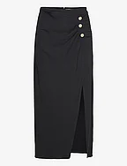 Matilde Midi Button Skirt - BLACK