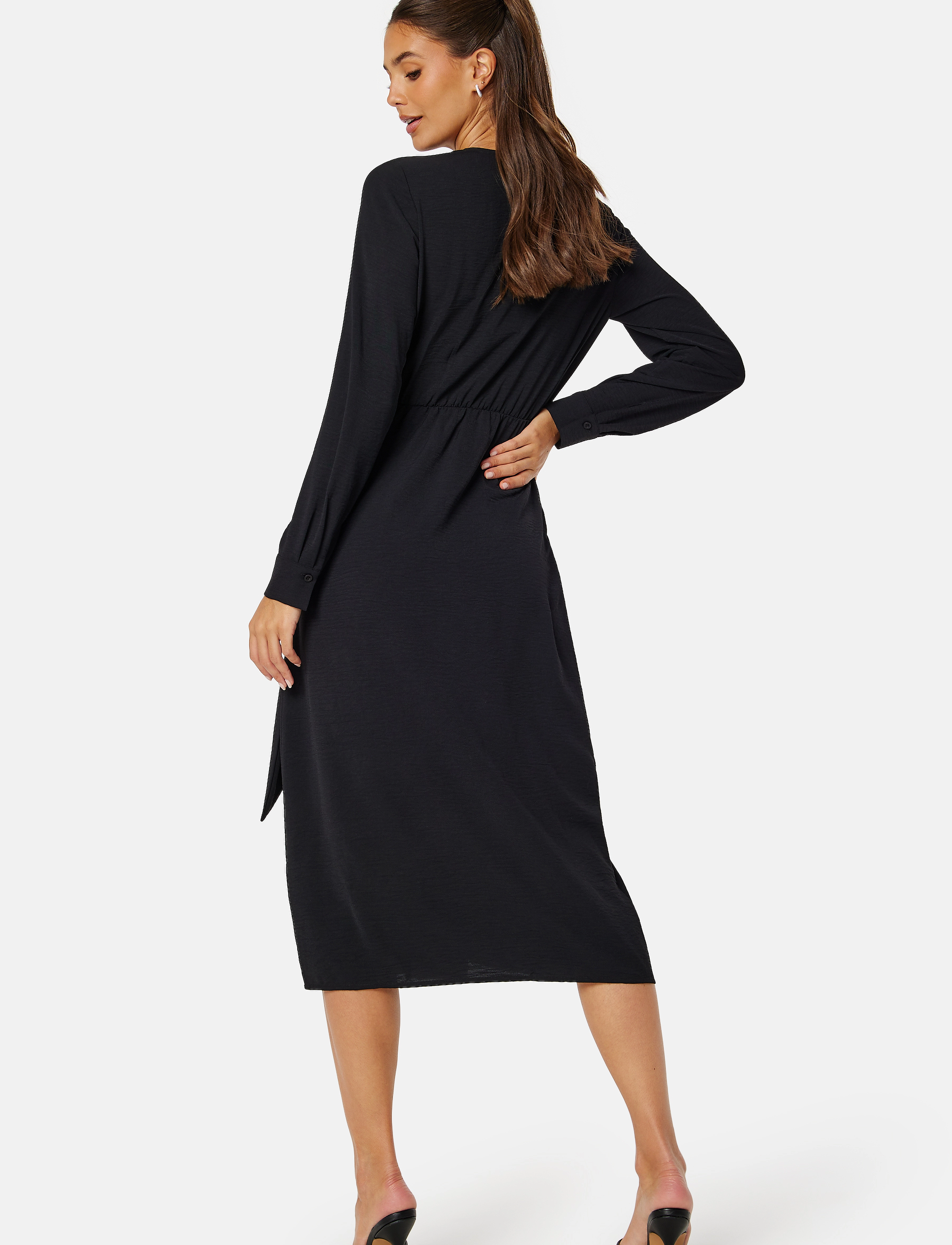 Bubbleroom - Peach Midi Wrap Dress - slå-om-kjoler - black - 3