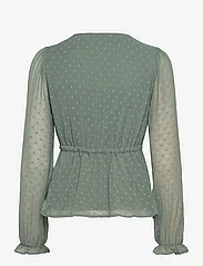 Bubbleroom - Rita Dobby Dot Blouse - long-sleeved blouses - dusty green - 1
