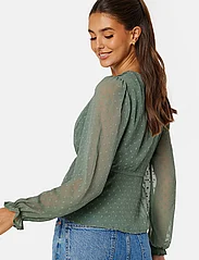 Bubbleroom - Rita Dobby Dot Blouse - long-sleeved blouses - dusty green - 3