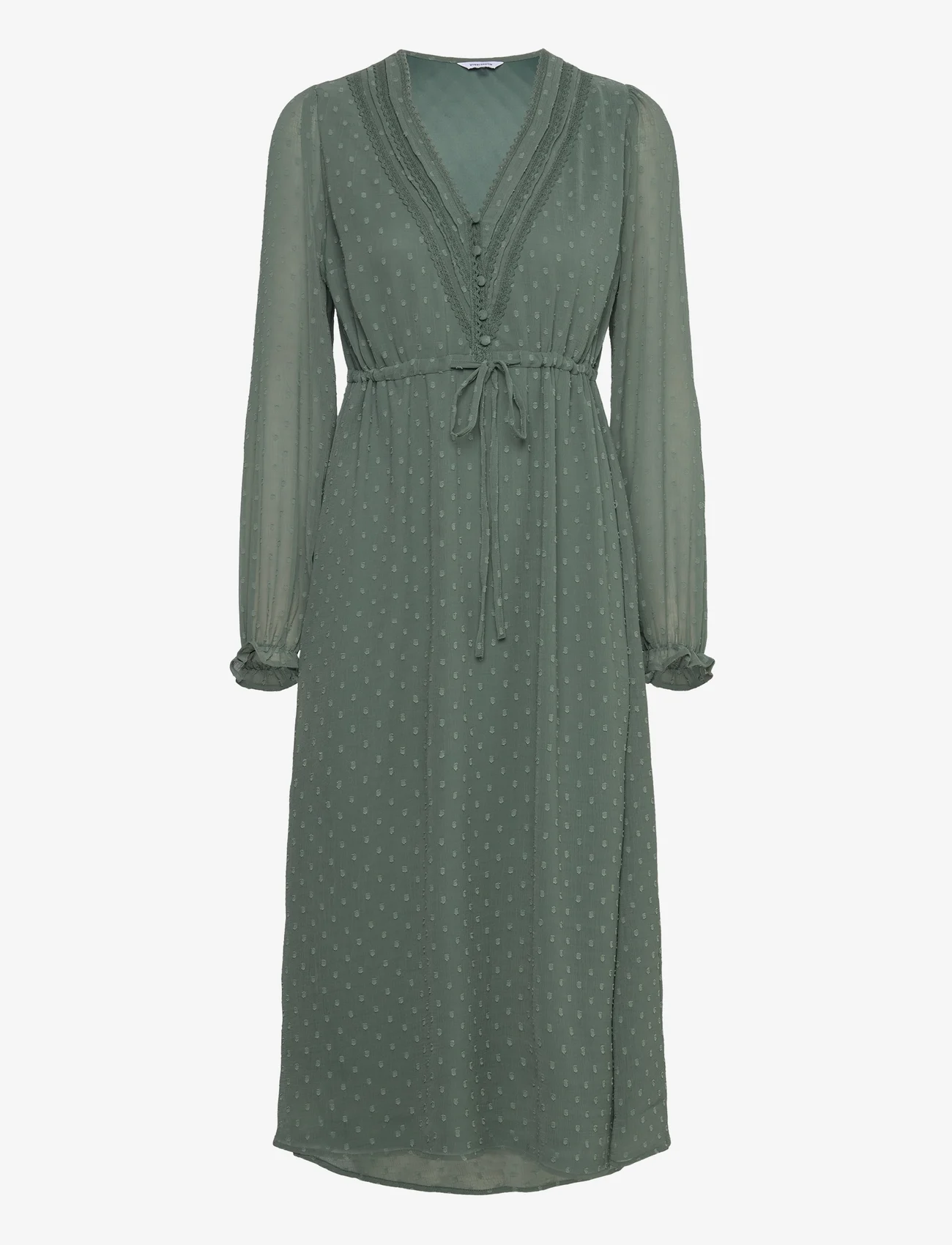 Bubbleroom - Rita Dobby Dot Dress - midi kjoler - dusty green - 0