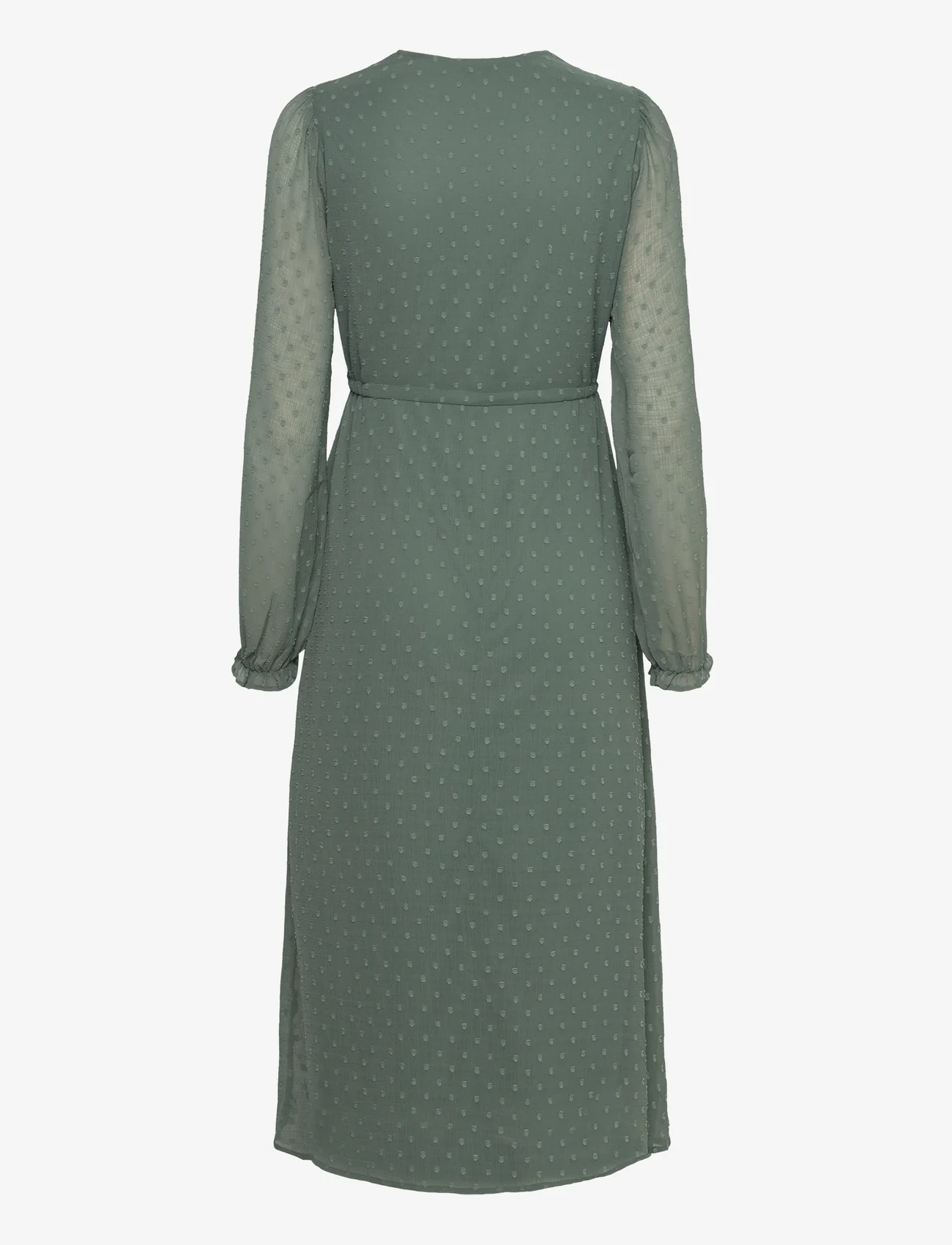Bubbleroom - Rita Dobby Dot Dress - midi kjoler - dusty green - 1