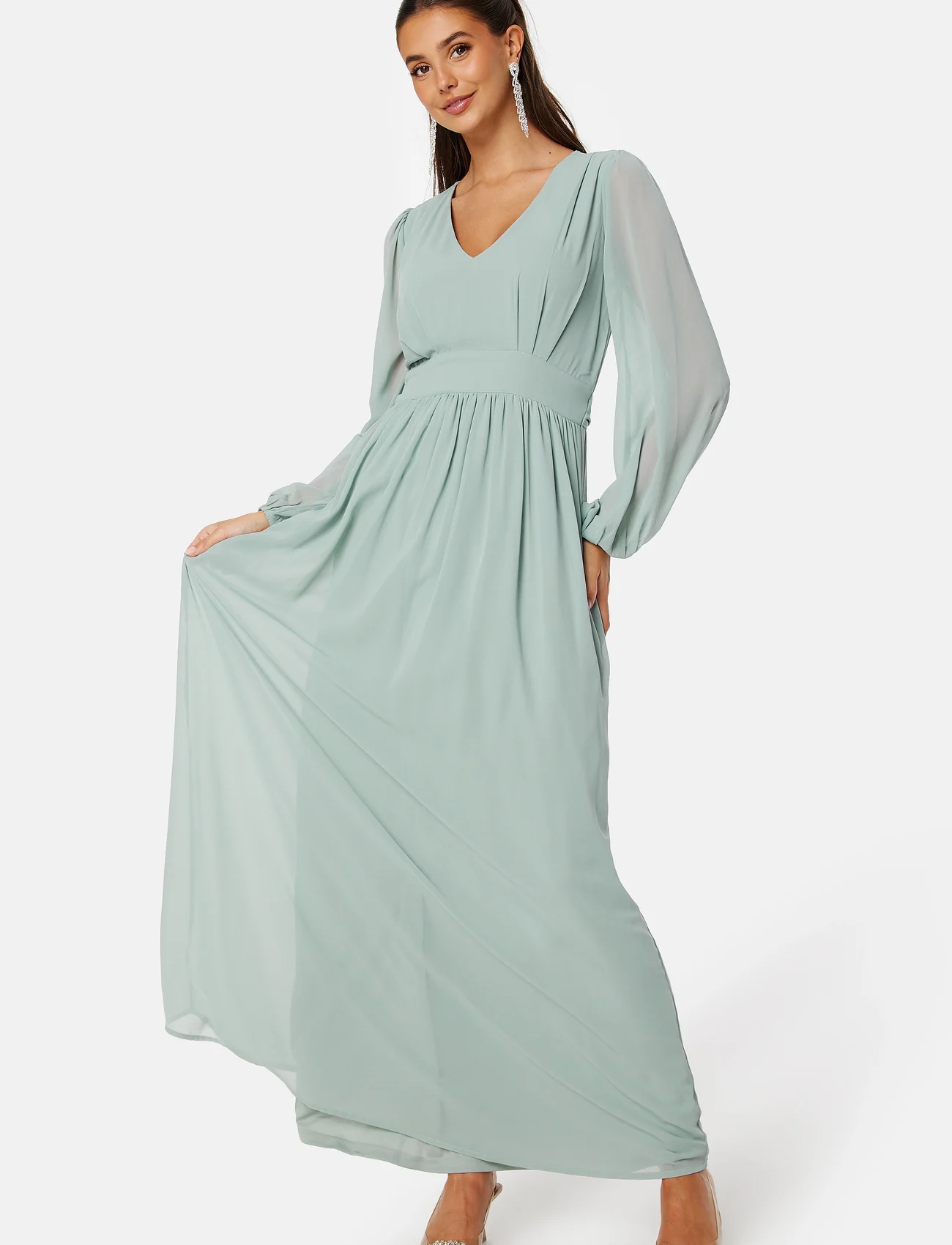 Bubbleroom - Isobel Long sleeve Gown - abendkleider - dusty green - 0