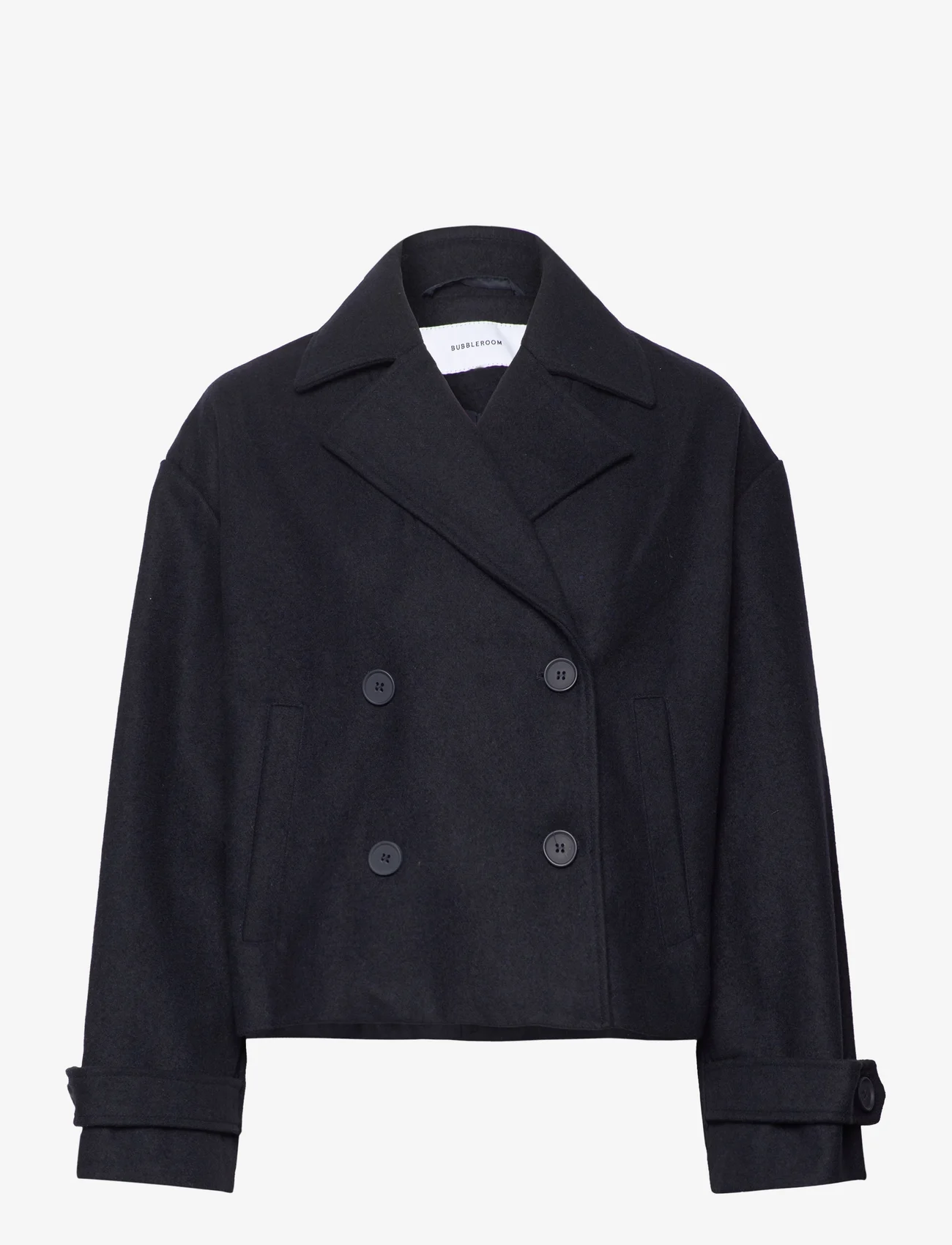 Bubbleroom - Sophie Short Wool Blend Coat - winter jackets - navy - 0
