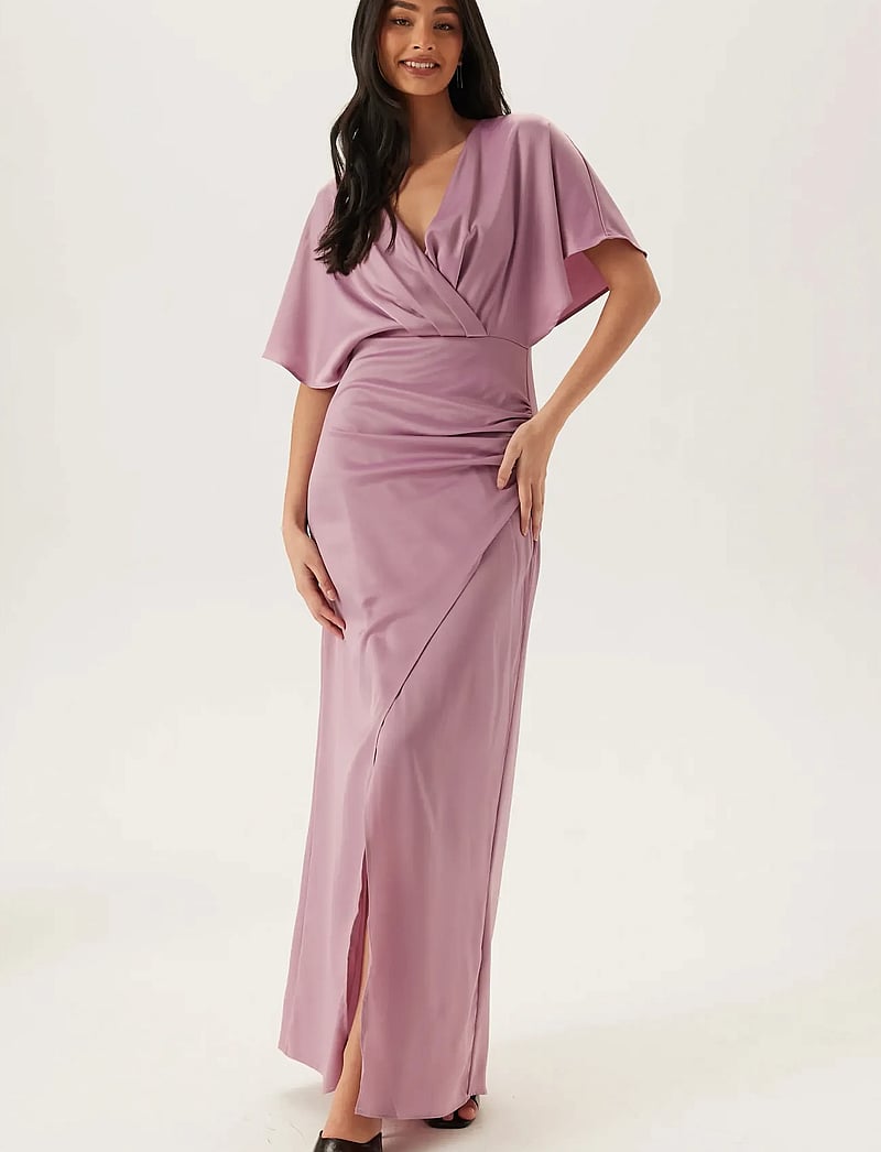 Bubbleroom - Wrap Satin Gown - abendkleider - pink - 0