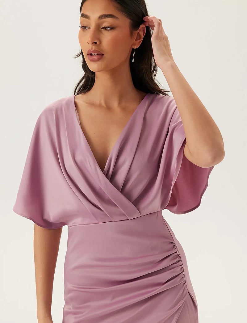 Bubbleroom - Wrap Satin Gown - abendkleider - pink - 3