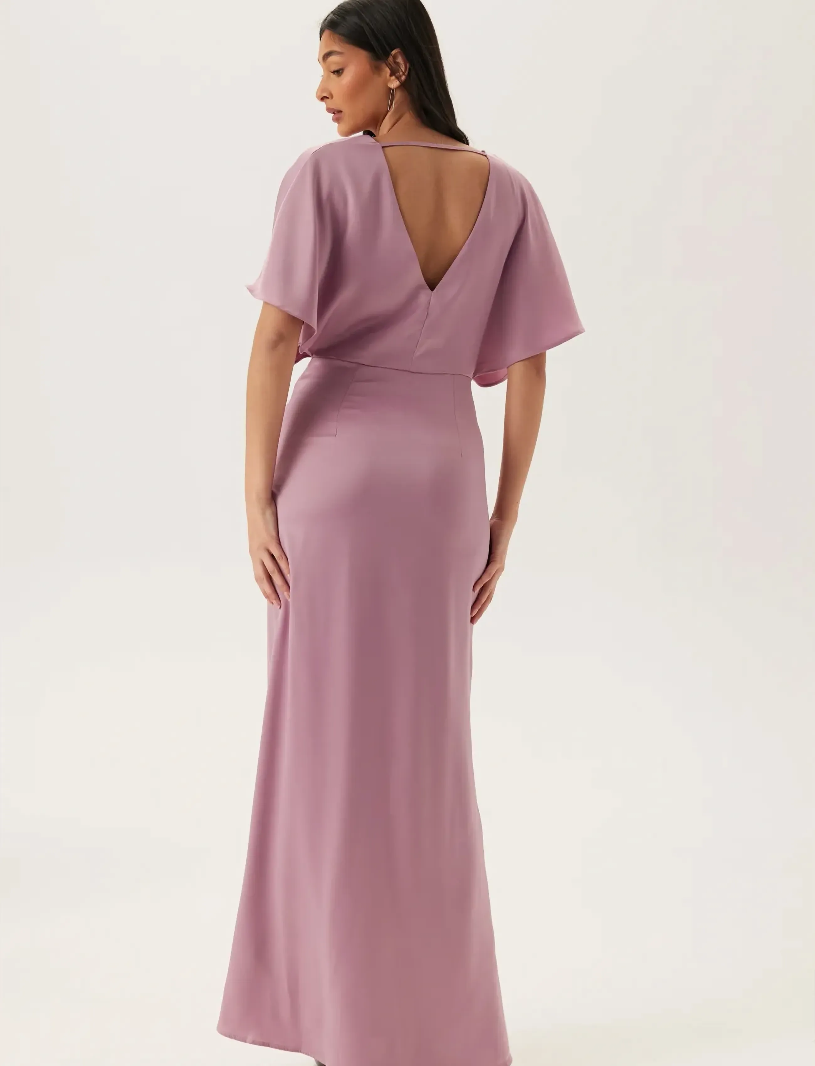 Bubbleroom - Wrap Satin Gown - pink - 5