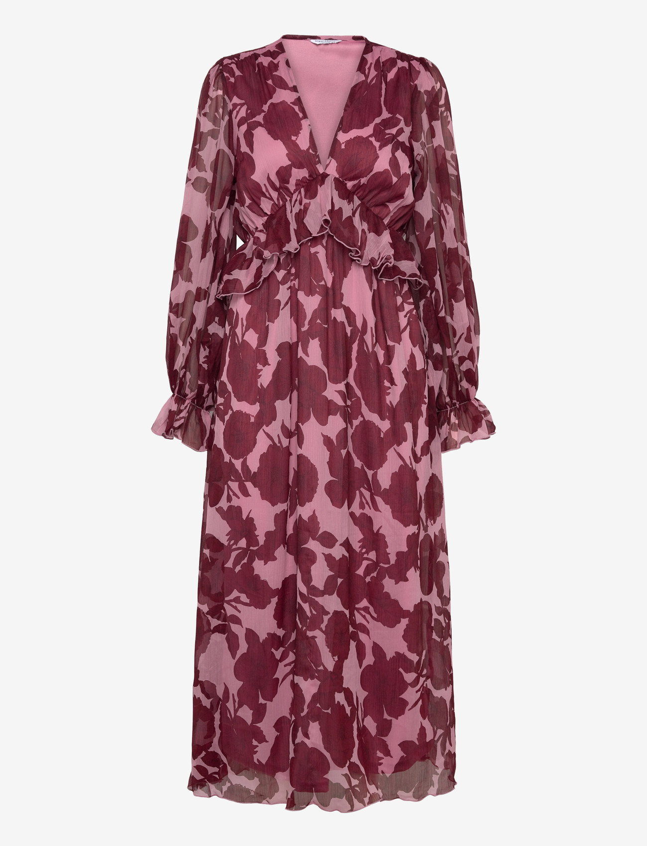 chinese dress ladies Ophelia Velvet Ruffle Maxi Dress in Plum Rose main image 1