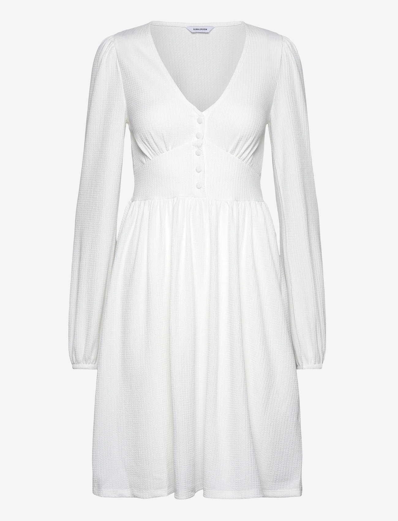 Bubbleroom - Structure Button Short Dress - konfirmation - white - 1
