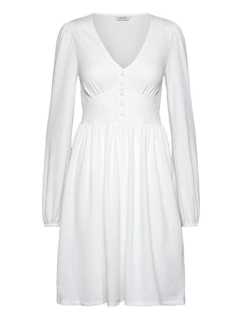 Bubbleroom - Structure Button Short Dress - konfirmation - white - 1